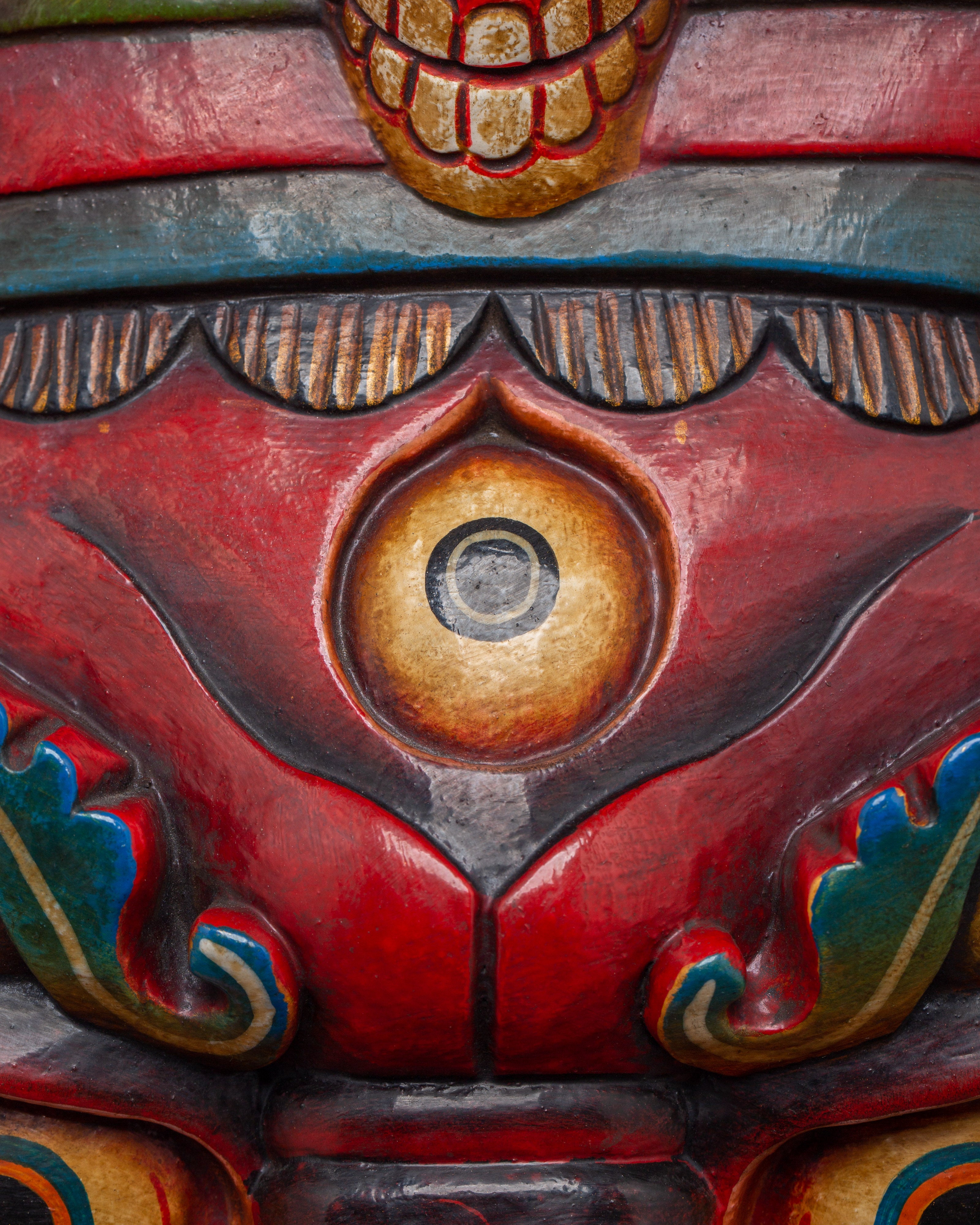 Ritual Fierce Deity Wall Hanging | Handcarved Mahakala Mask