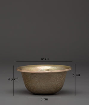 White Metal Offering Bowl Set | Tibetan Ritual Water Bowls