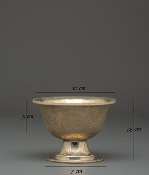 Buddhist Offering Altar Set | Handcrafted White Metal Ritual Bowls