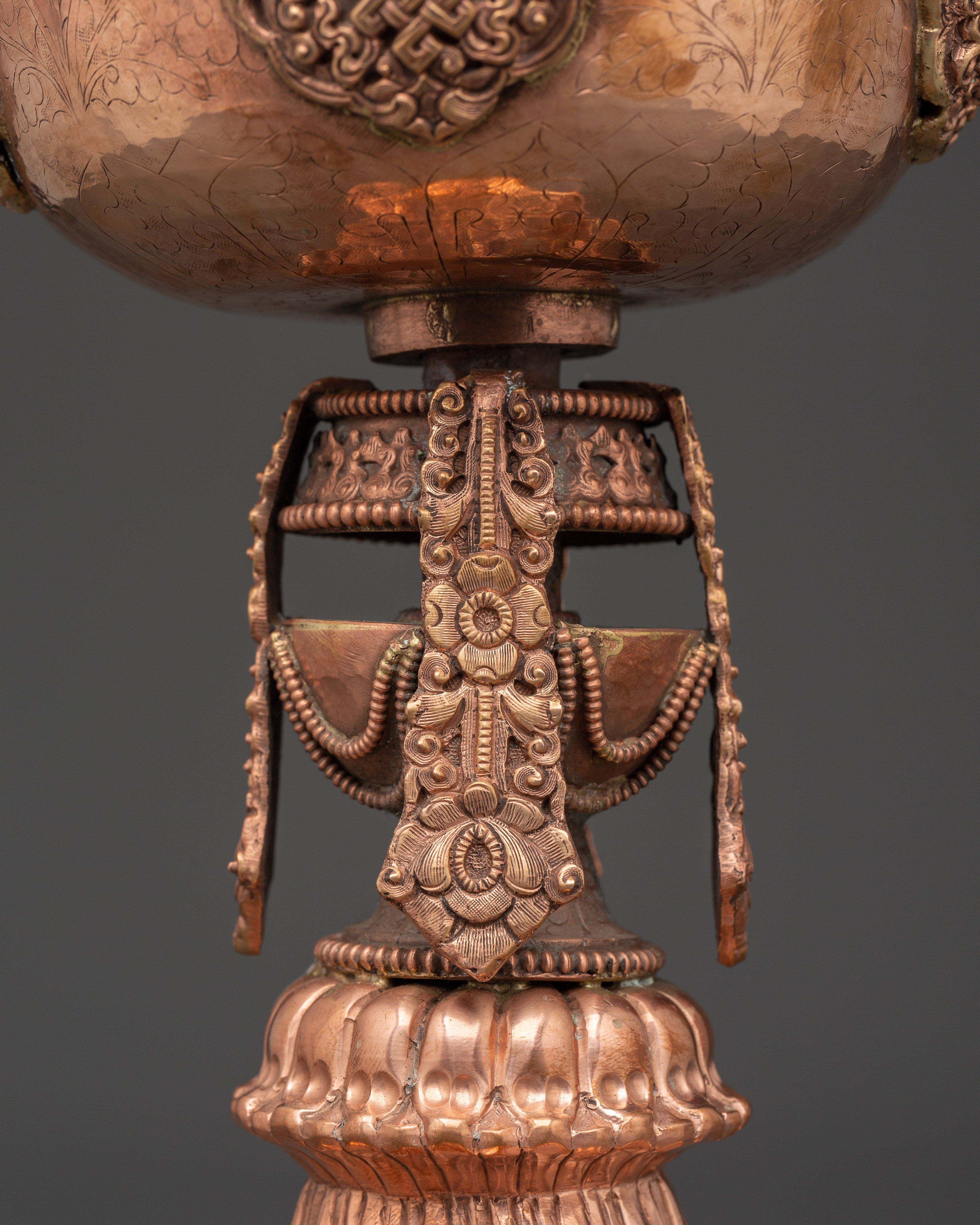 Tibetan Buddhist Butter Lamp Set | Handcrafted Copper Offering Lights