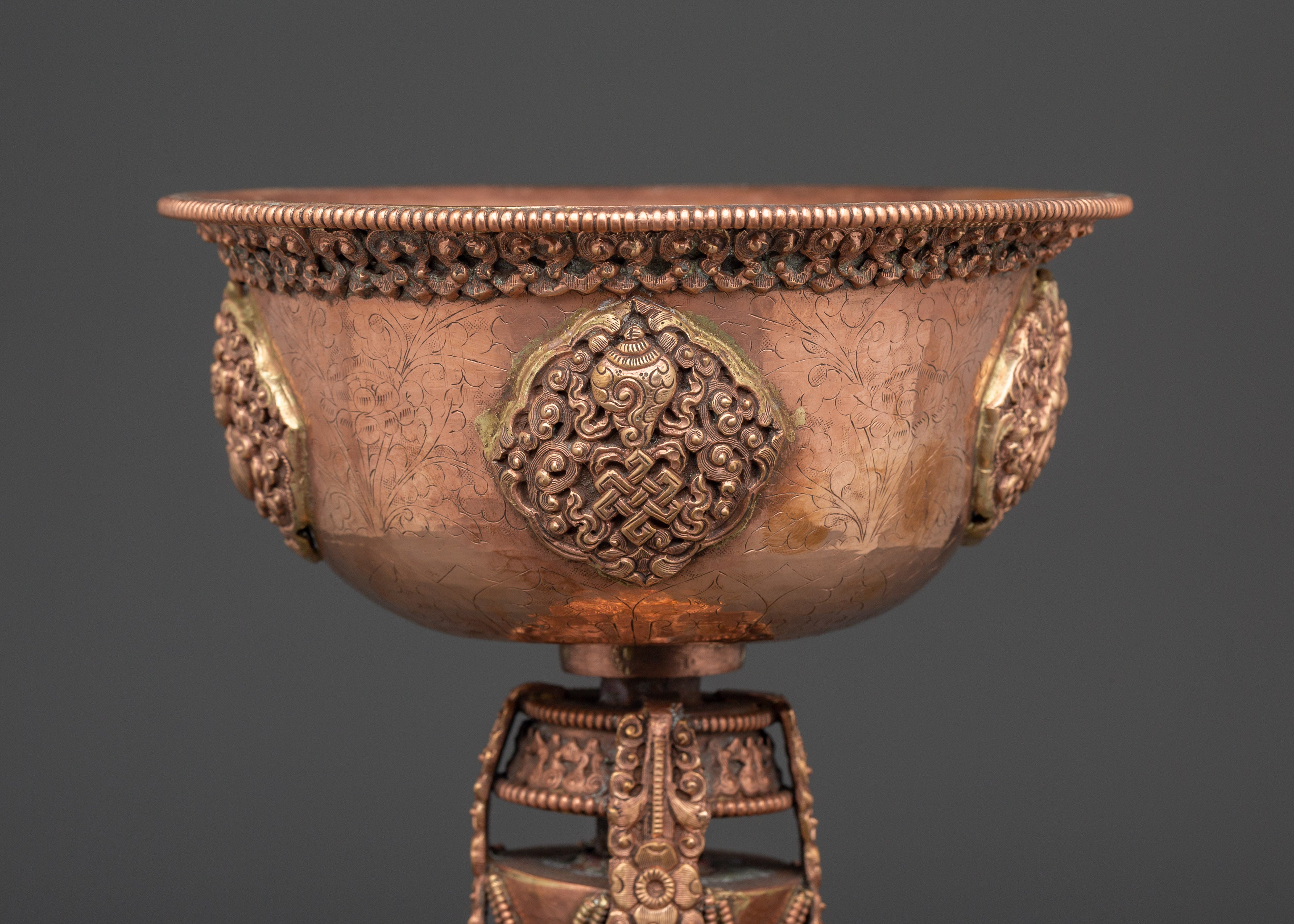 Tibetan Buddhist Butter Lamp Set | Handcrafted Copper Offering Lights