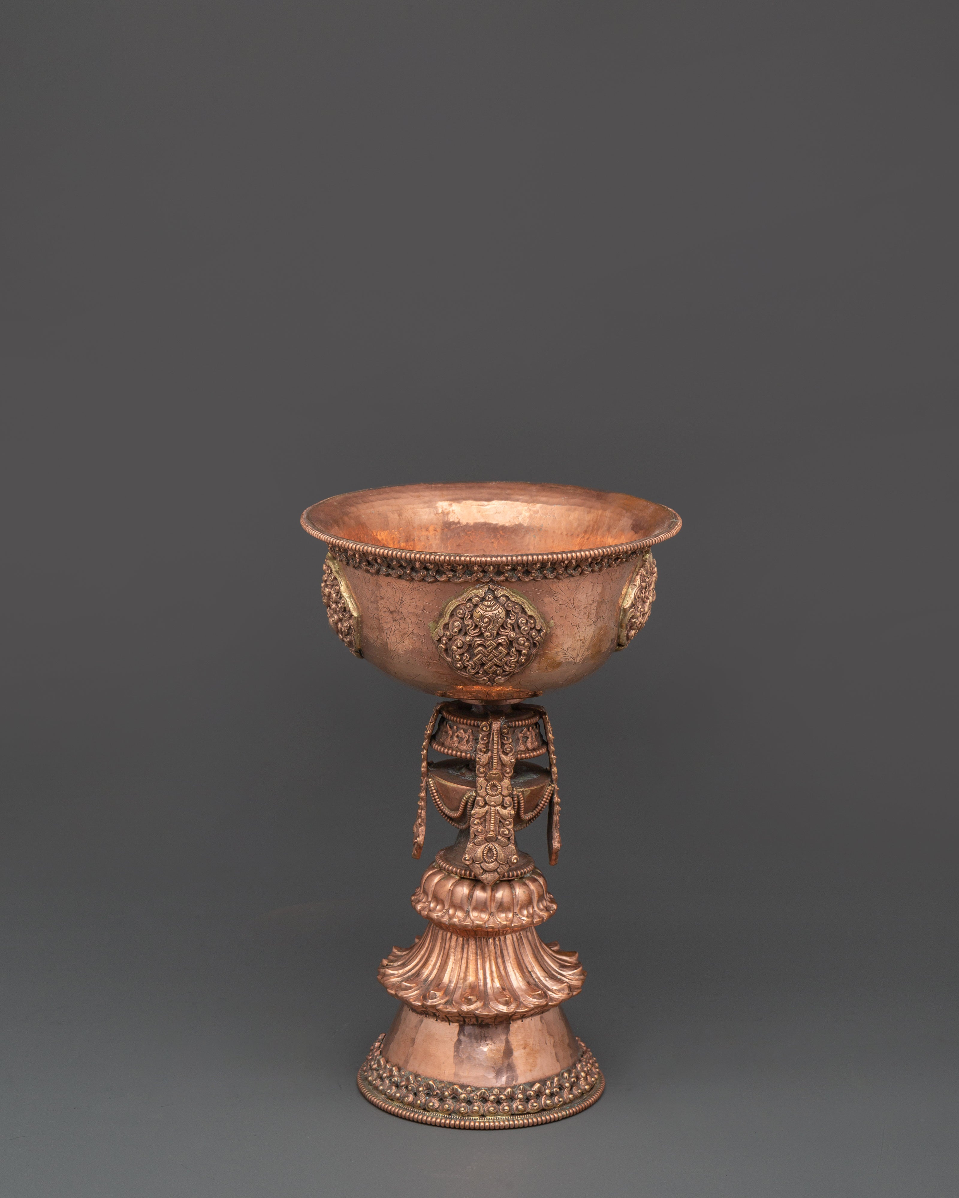 Tibetan Buddhist Butter Lamp Set | Handcrafted Copper Offering Lights