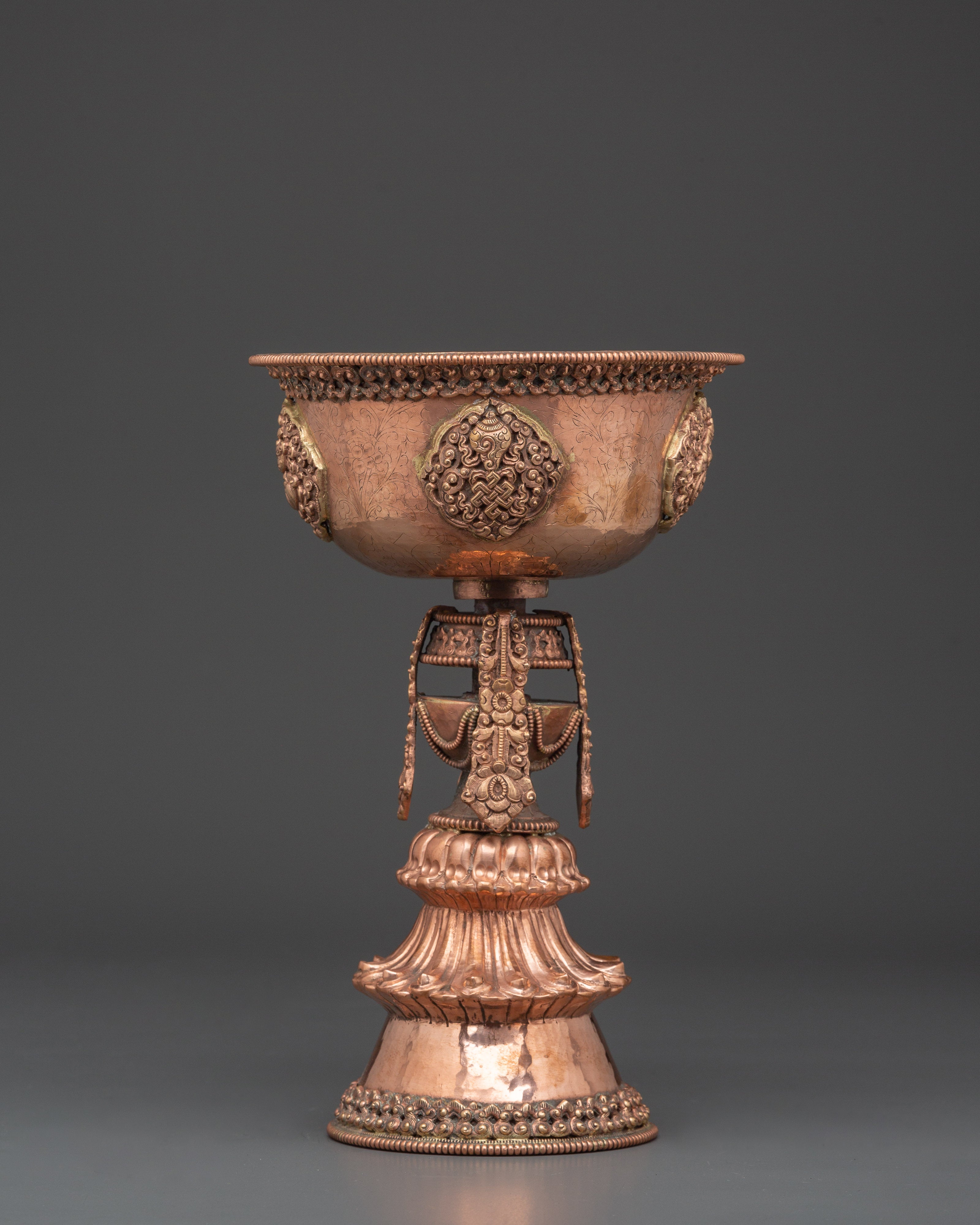 Tibetan Buddhist Butter Lamp Set | Handcrafted Copper Offering Lights