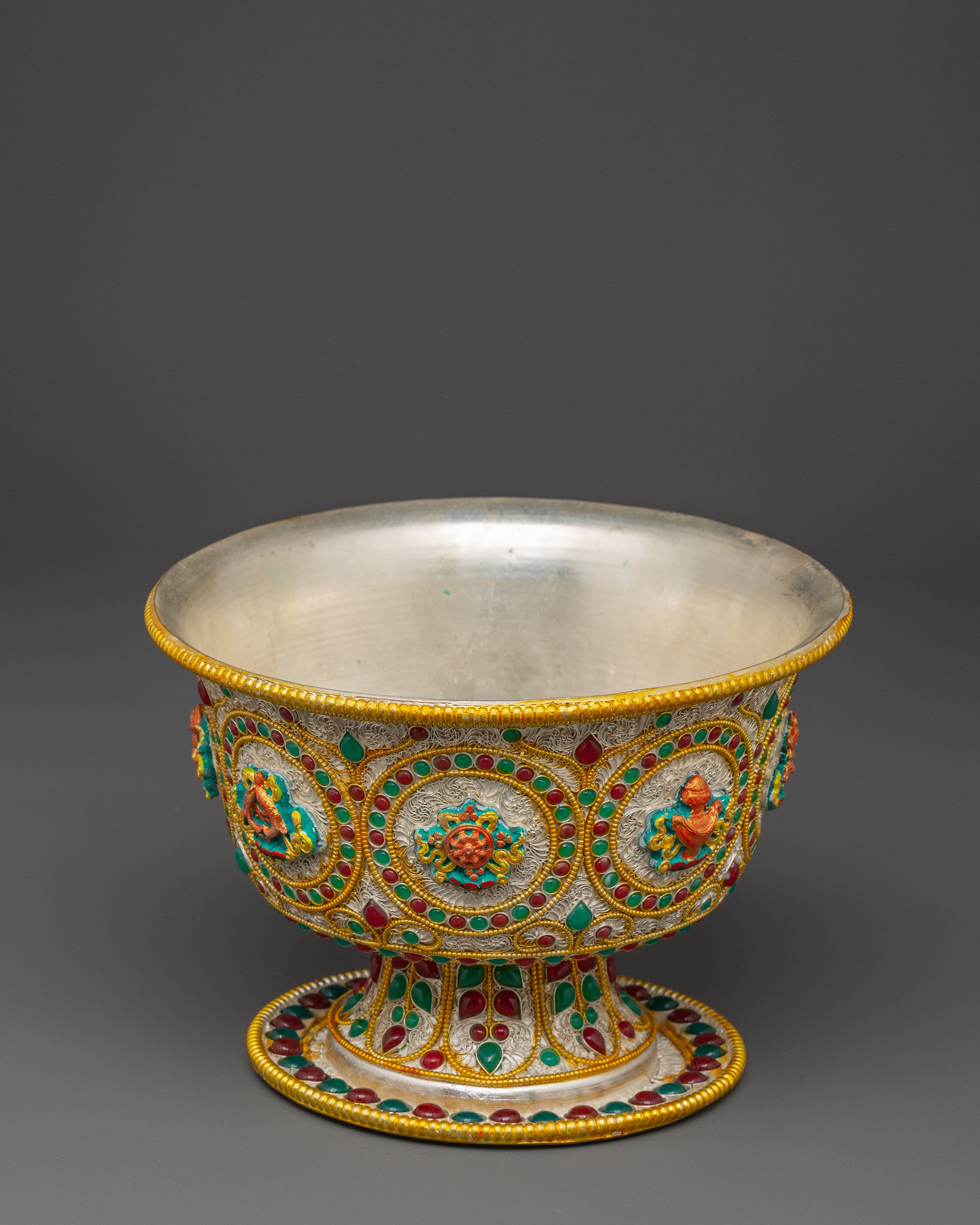 Tibetan Buddhist Water Offering Bowl | Traditional Ceremonial Offering Bowl