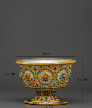 Tibetan Buddhist Water Offering Bowl | Traditional Ceremonial Offering Bowl
