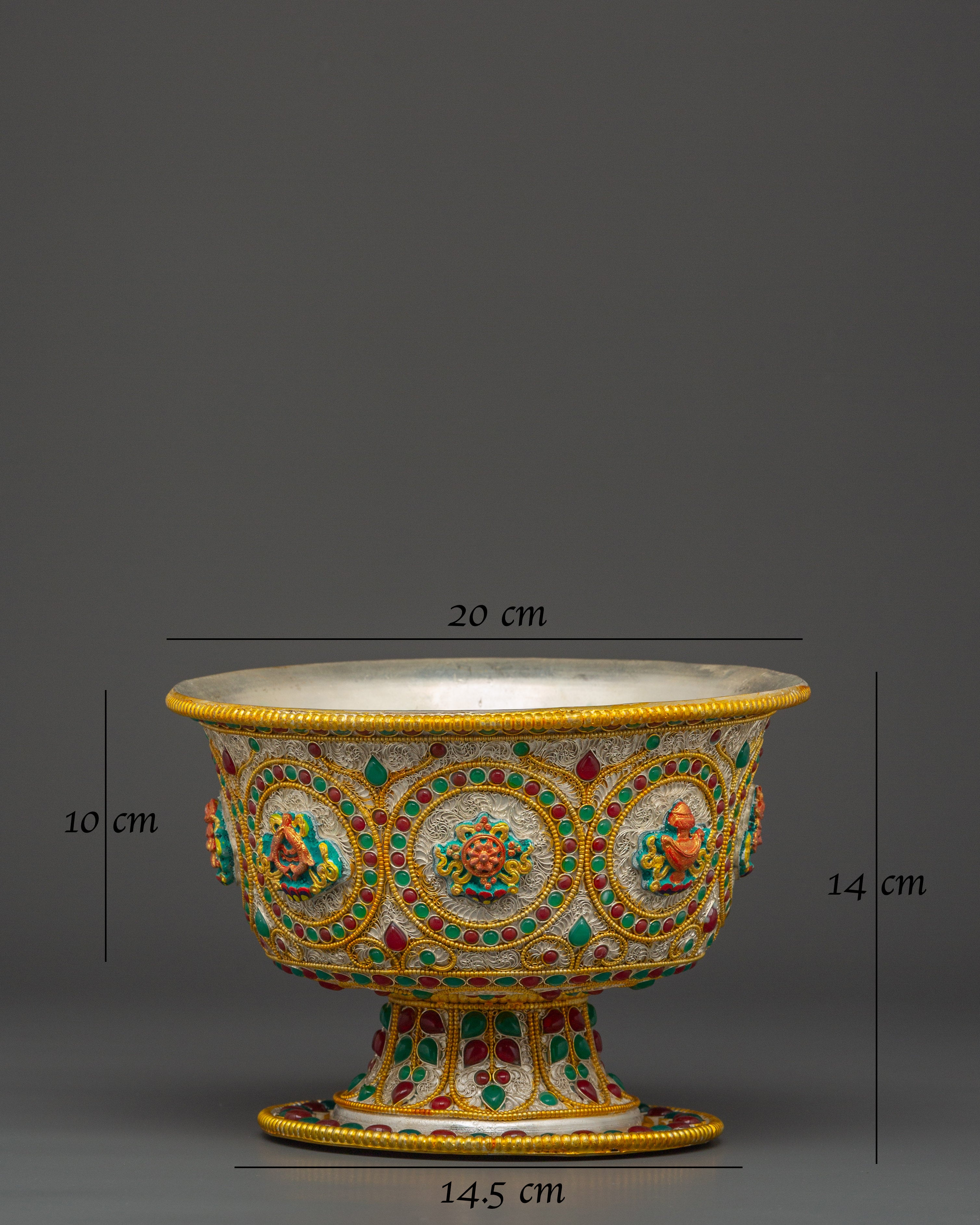 Tibetan Buddhist Water Offering Bowl | Traditional Ceremonial Offering Bowl