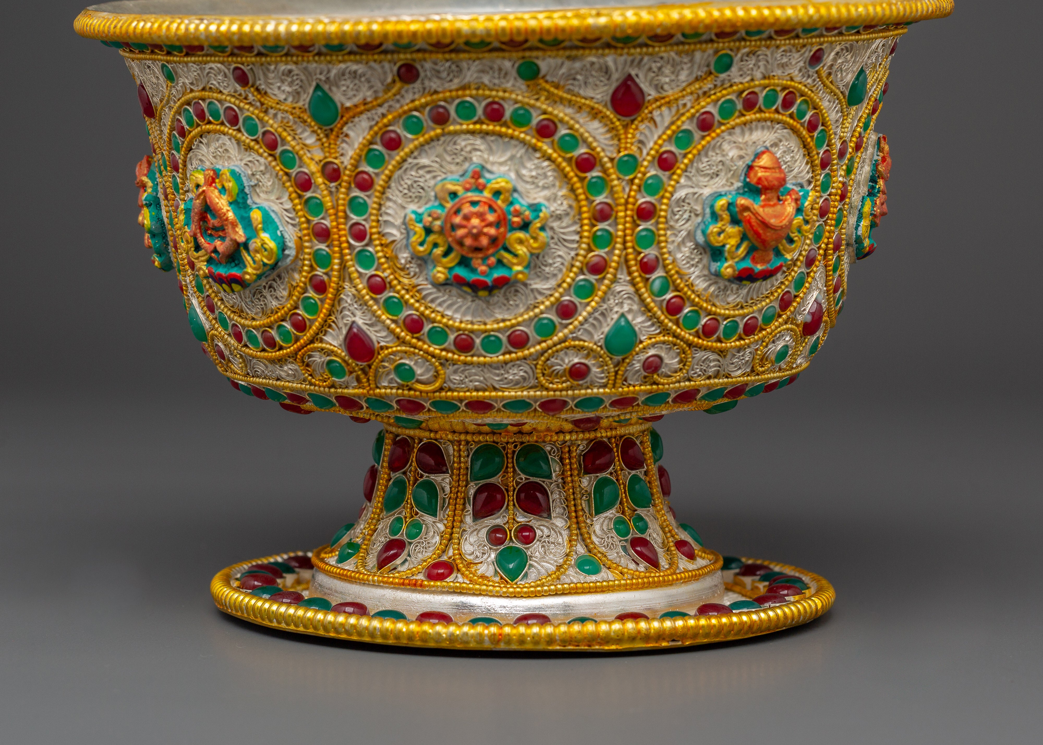 Tibetan Buddhist Water Offering Bowl | Traditional Ceremonial Offering Bowl