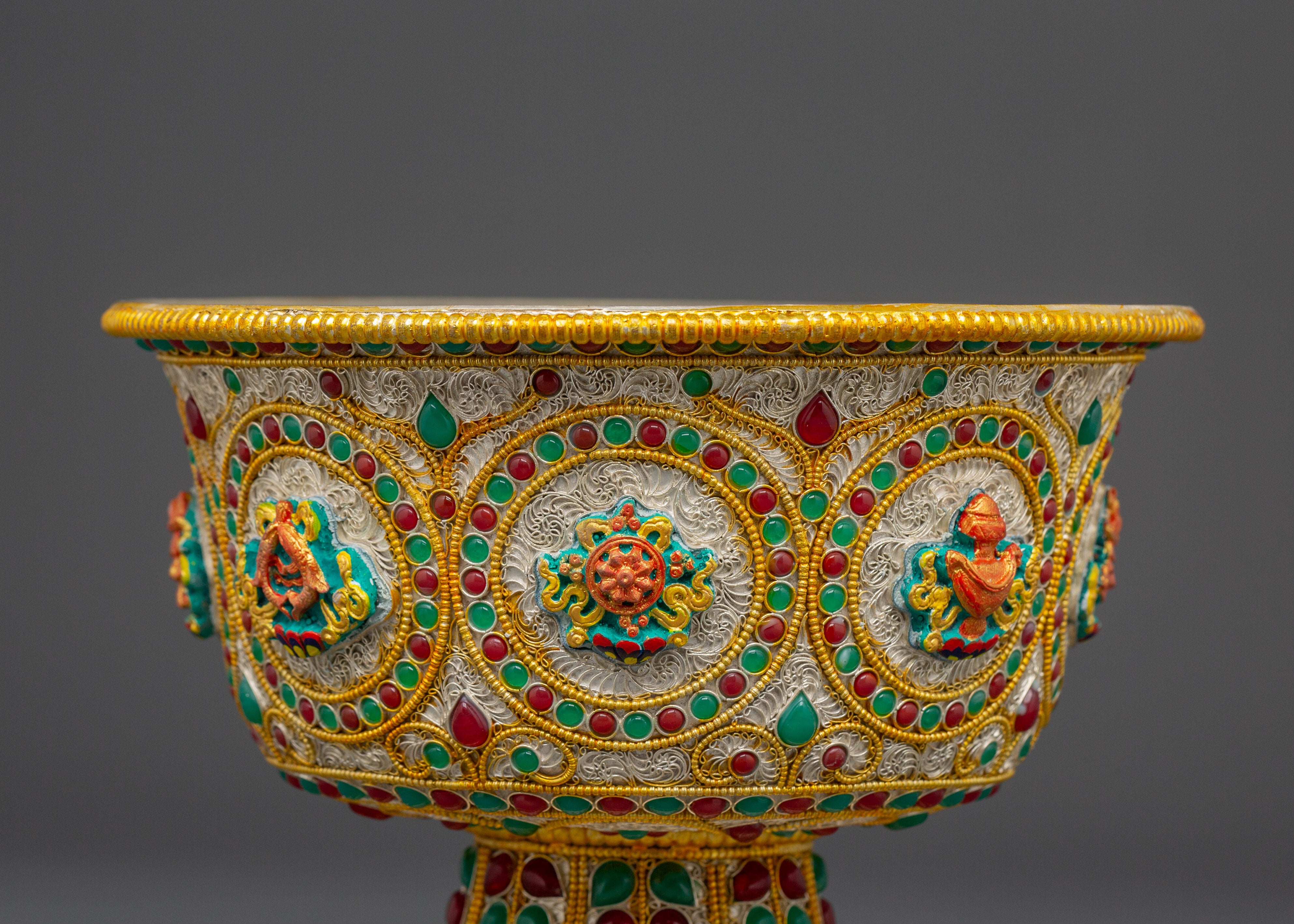 Tibetan Buddhist Water Offering Bowl | Traditional Ceremonial Offering Bowl