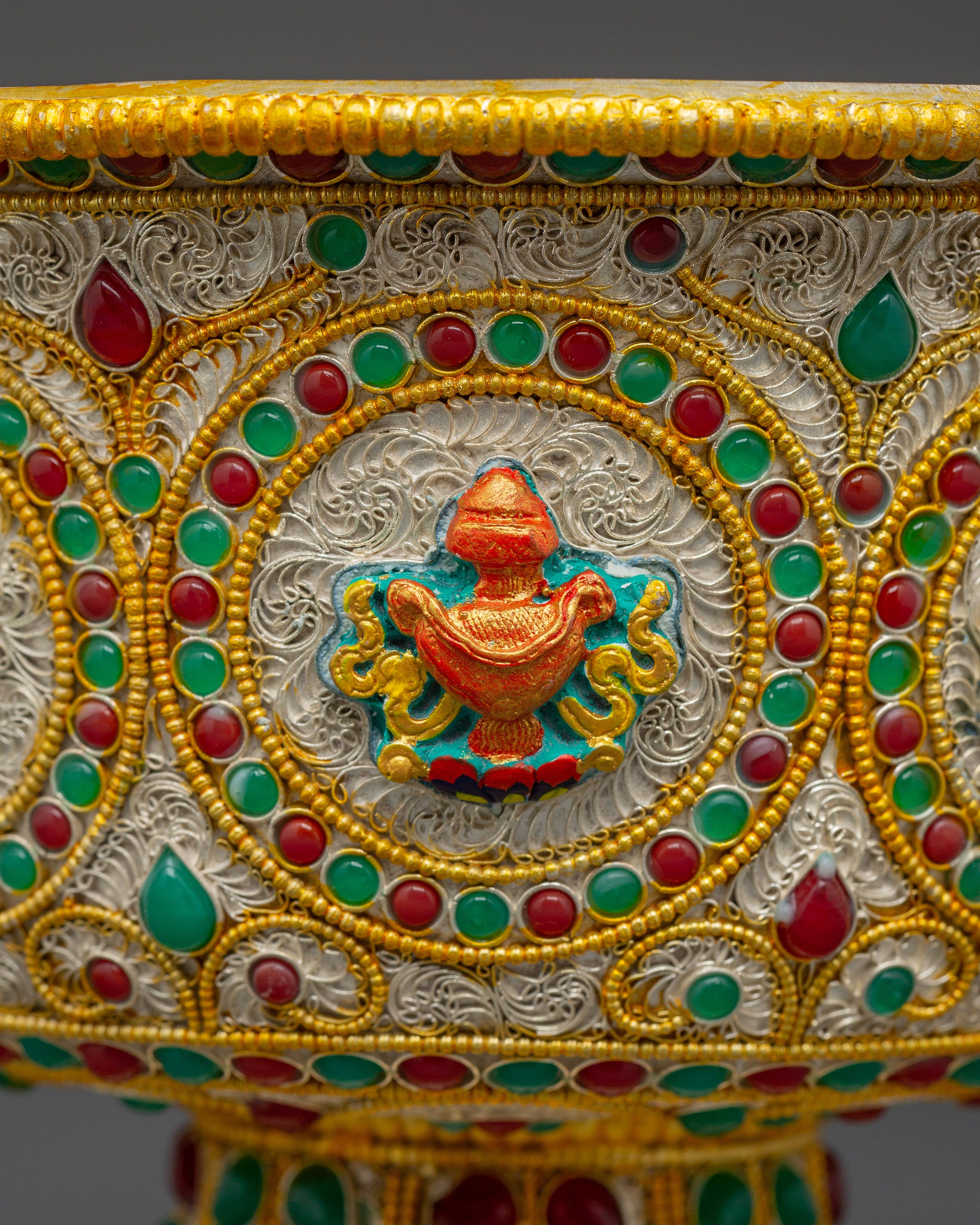 Tibetan Buddhist Water Offering Bowl | Traditional Ceremonial Offering Bowl