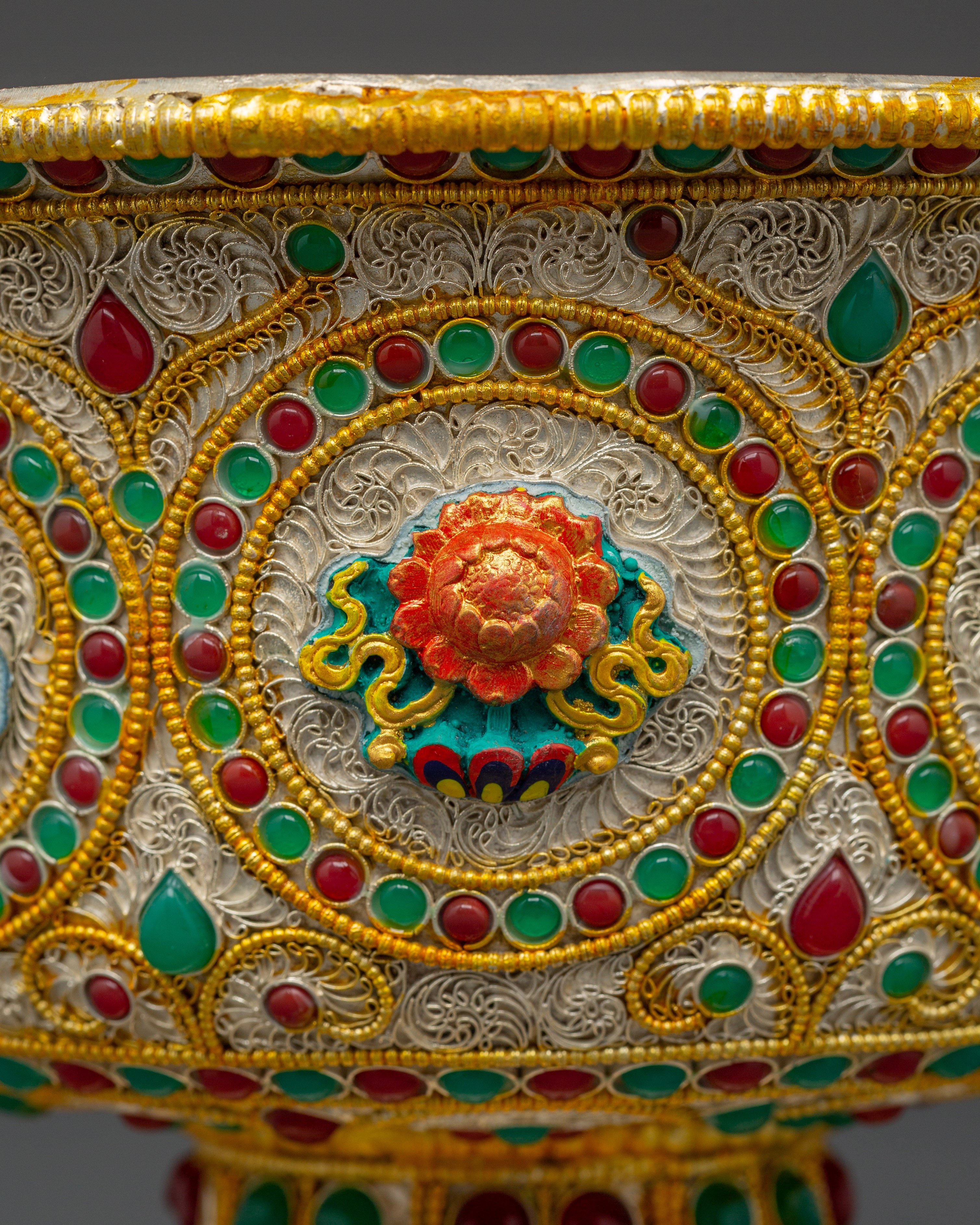 Tibetan Buddhist Water Offering Bowl | Traditional Ceremonial Offering Bowl