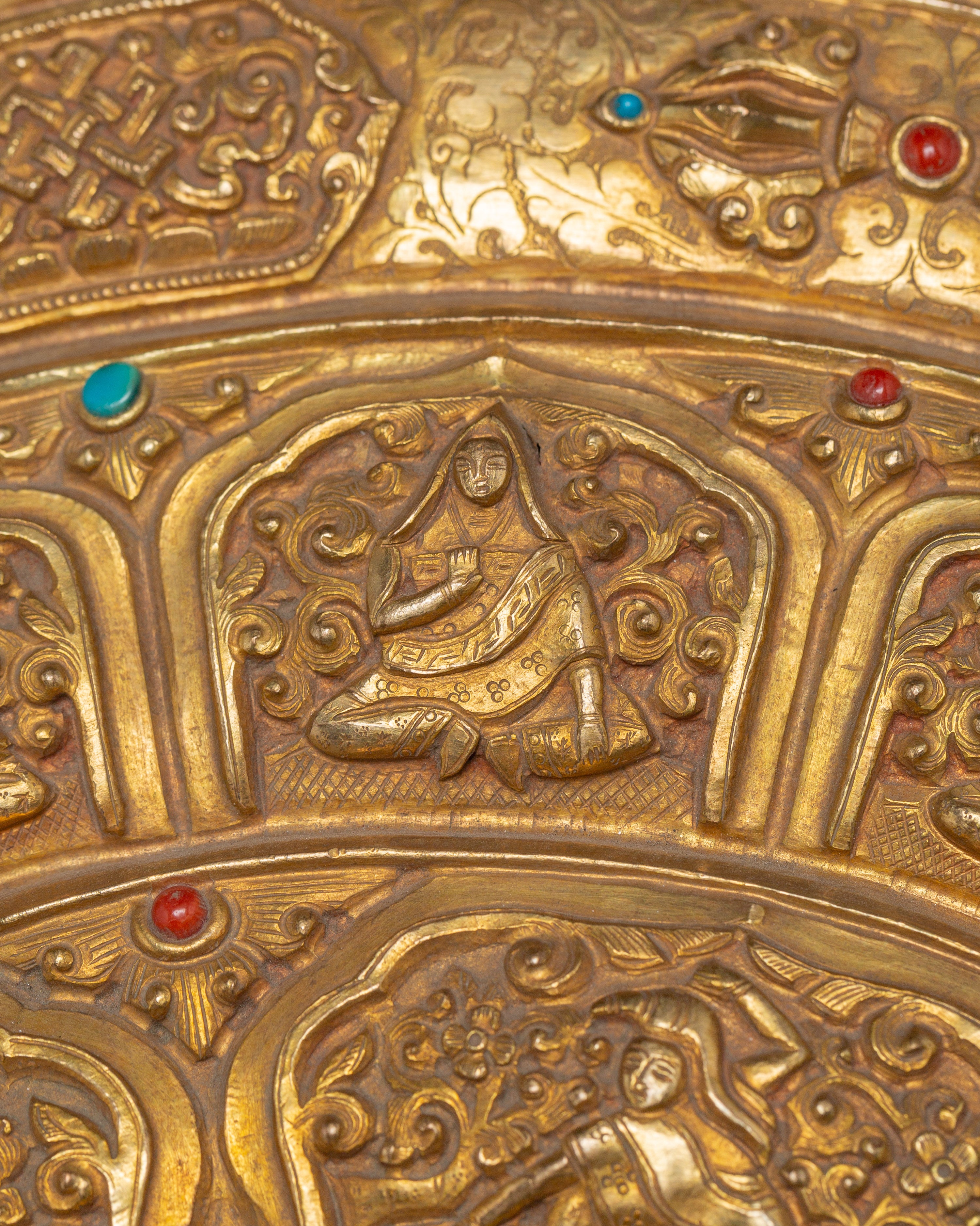 Tsongkhapa Mandala with Stand | Gold Plated Copper Ritual Plate