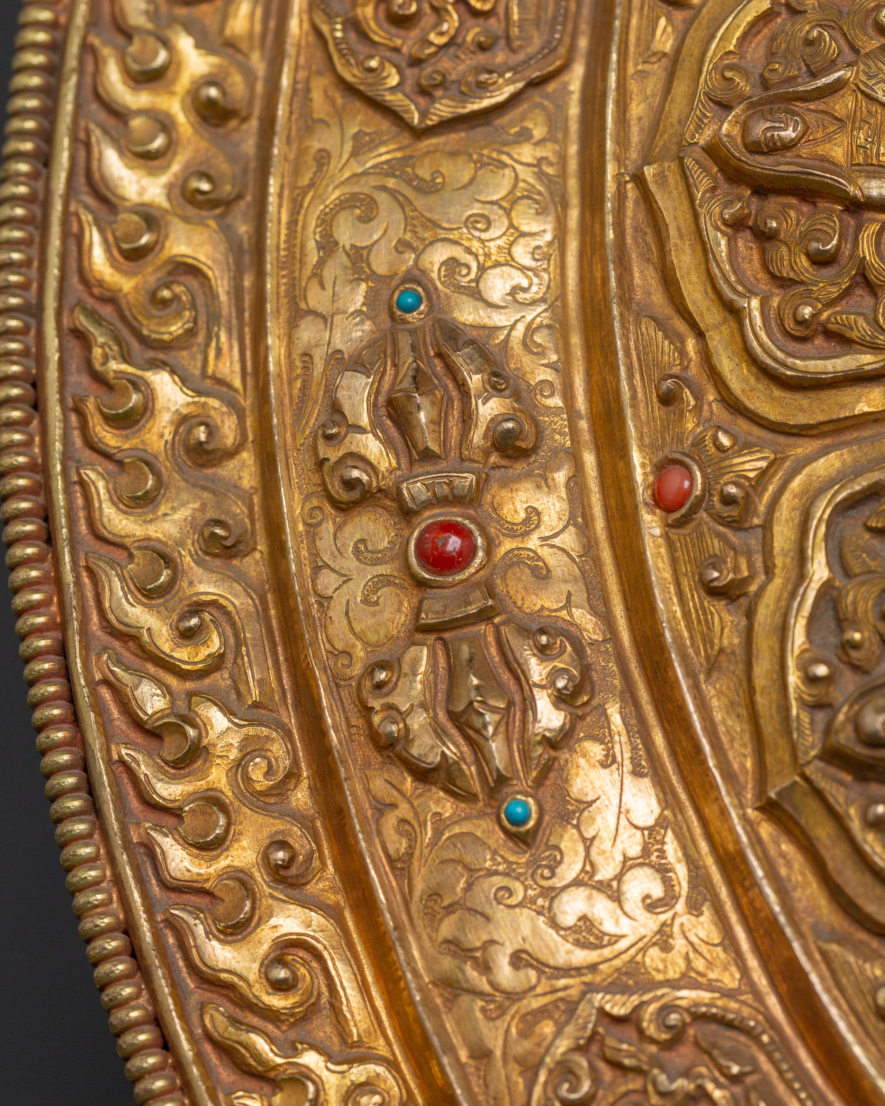 Tsongkhapa Mandala with Stand | Gold Plated Copper Ritual Plate