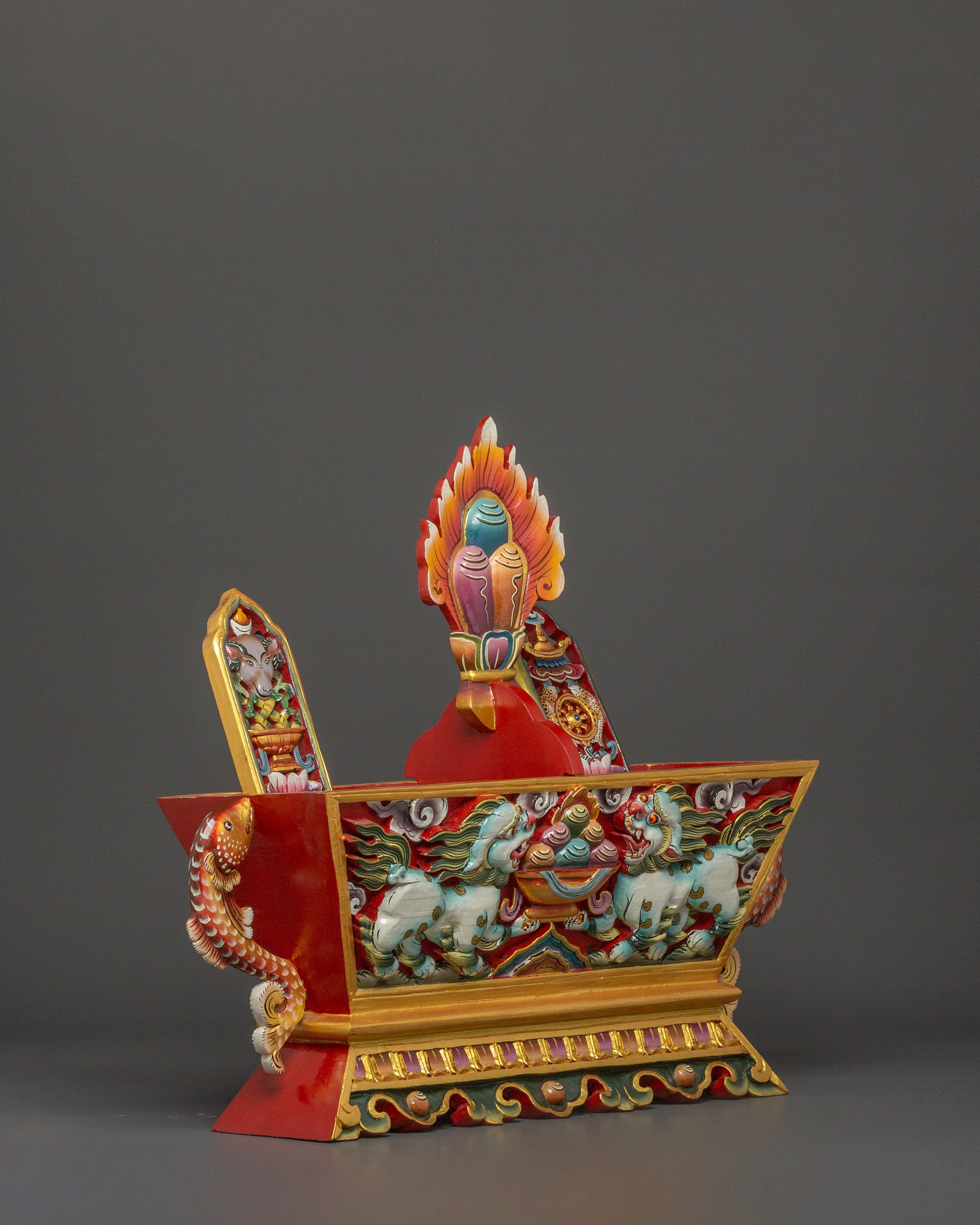Hand-painted Buddhist Chemar Box | For Tibetan Spiritual Practices and Home Altars