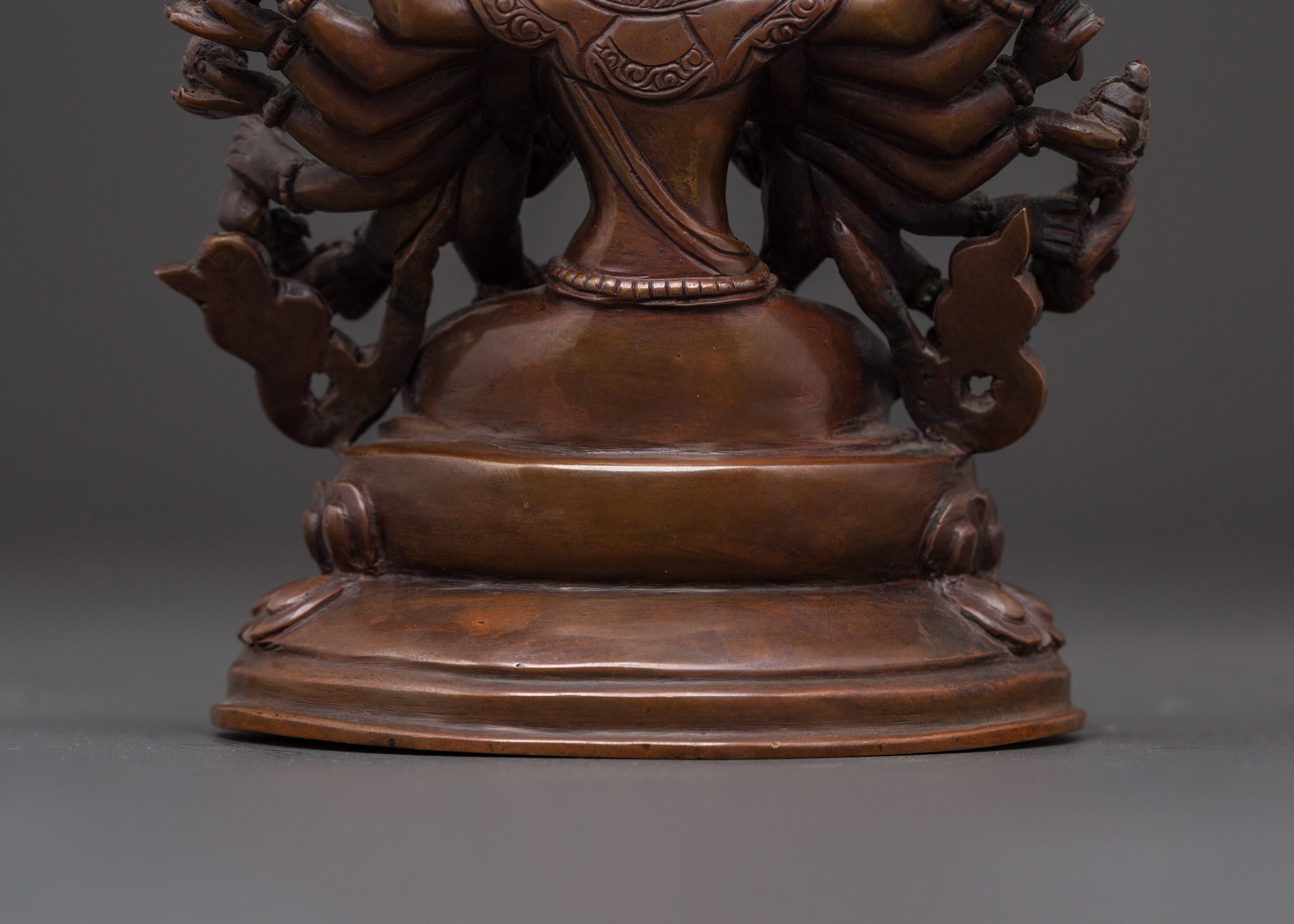 Sacred Cundi Bodhisattva Sculpture | Oxidized Copper Statue for Meditation & Altar