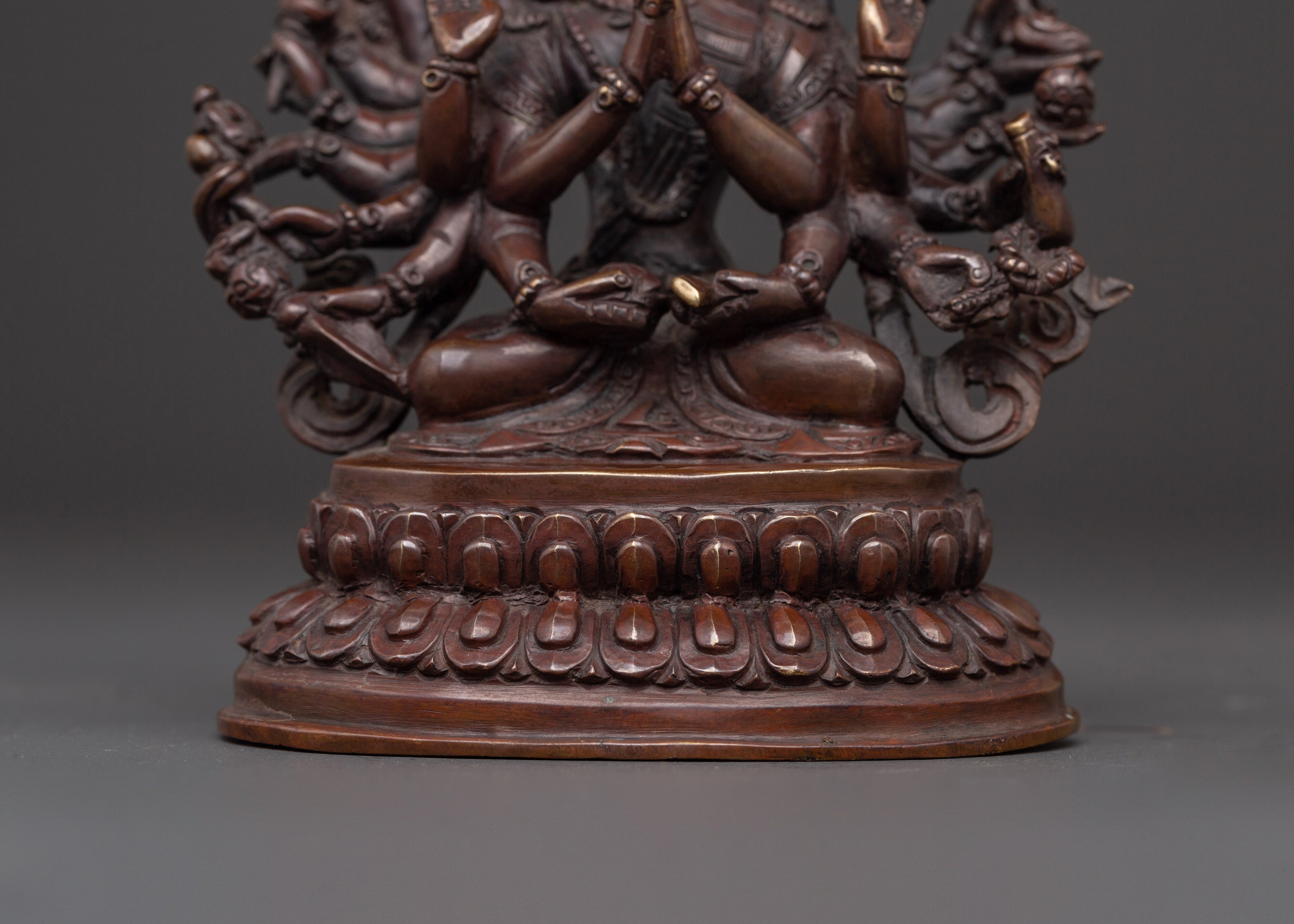 Sacred Cundi Bodhisattva Sculpture | Oxidized Copper Statue for Meditation & Altar