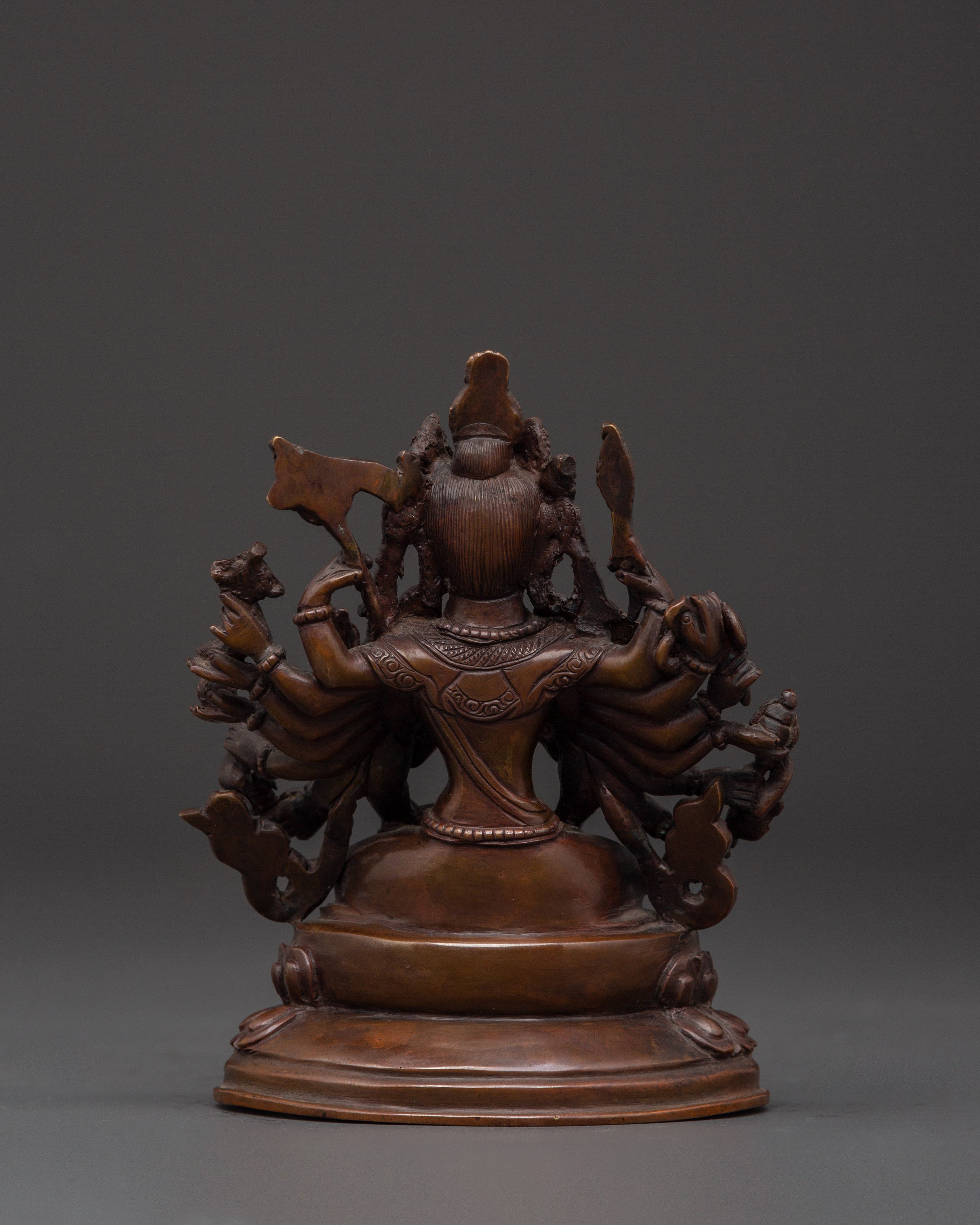 Sacred Cundi Bodhisattva Sculpture | Oxidized Copper Statue for Meditation & Altar