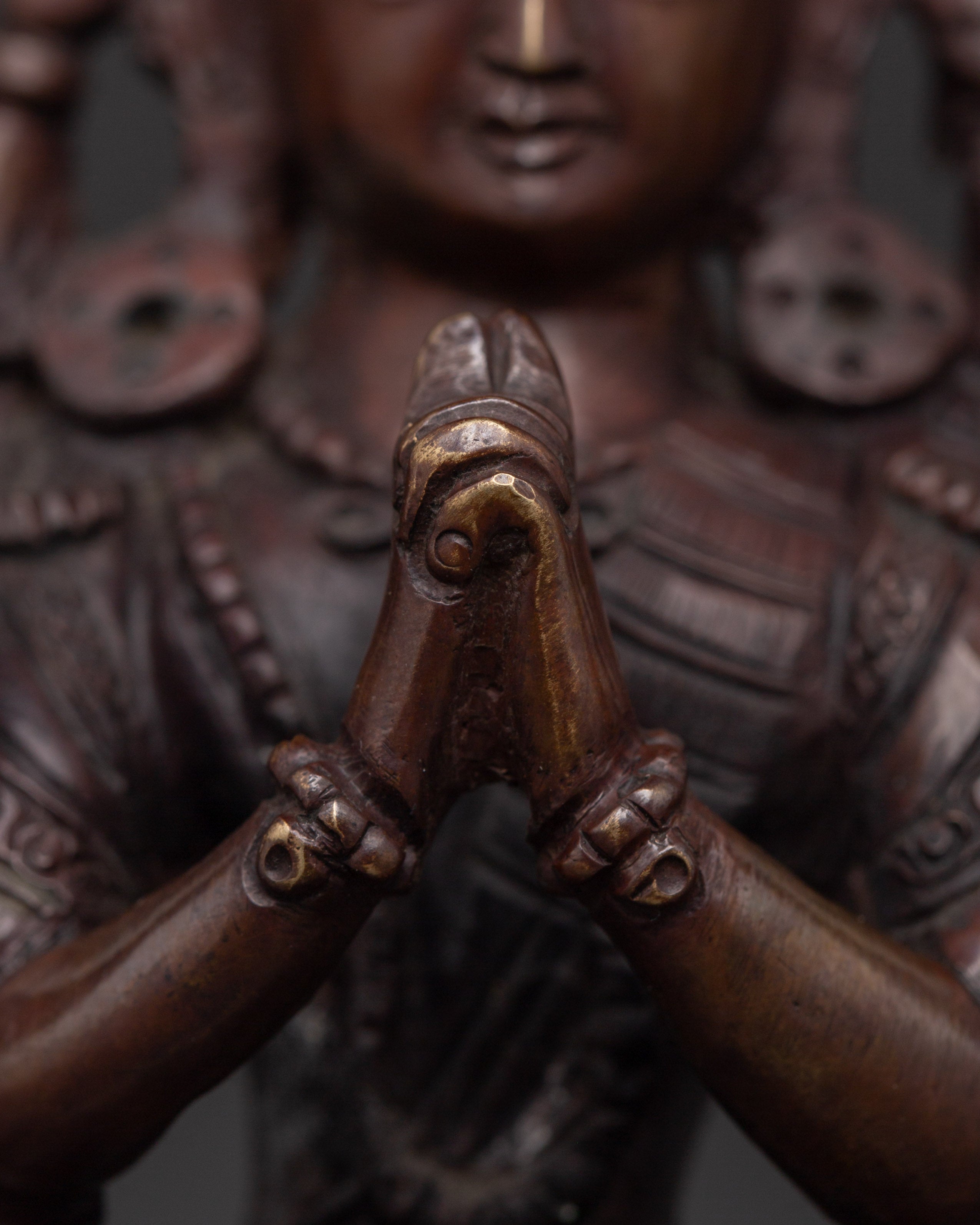 Sacred Cundi Bodhisattva Sculpture | Oxidized Copper Statue for Meditation & Altar