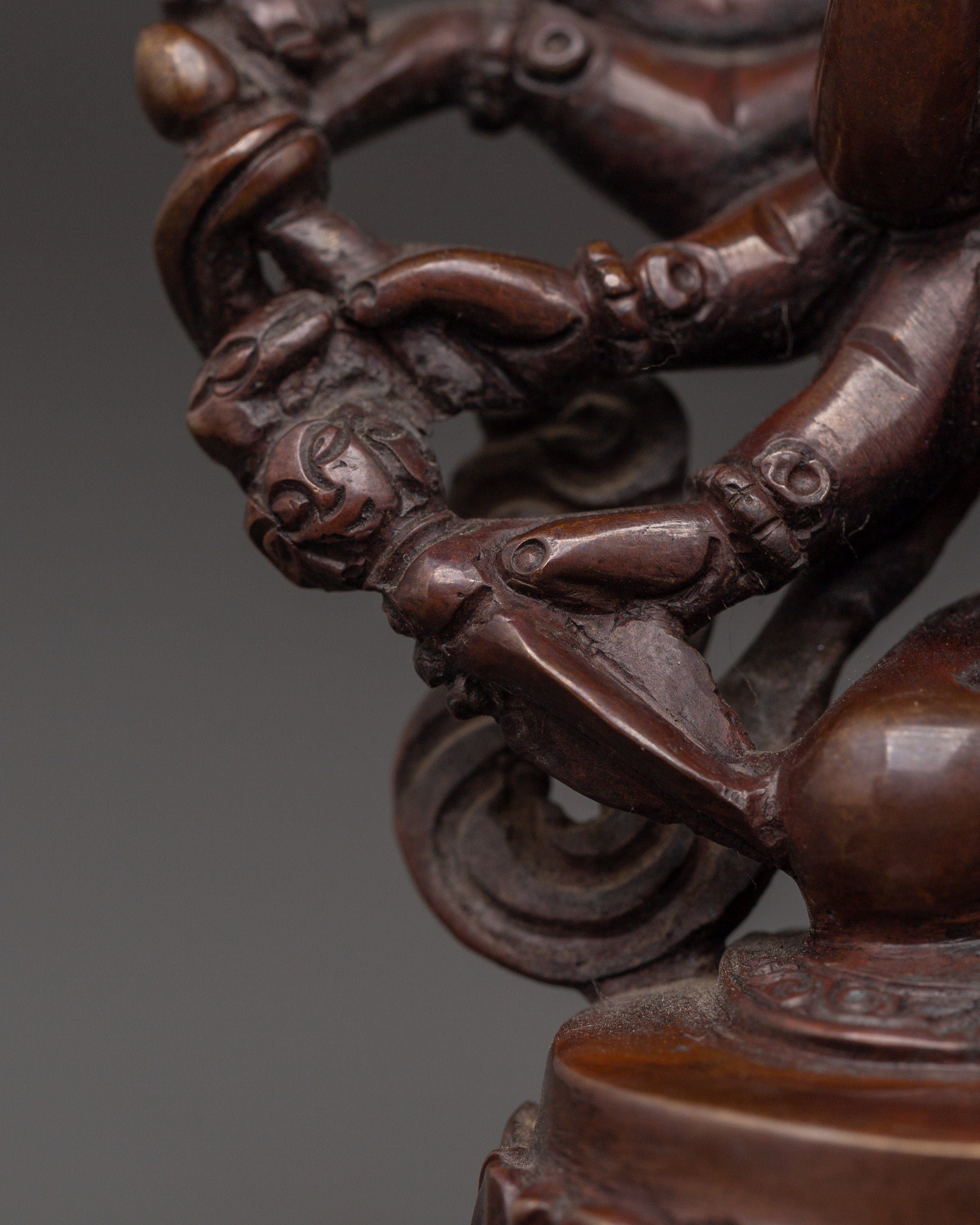 Sacred Cundi Bodhisattva Sculpture | Oxidized Copper Statue for Meditation & Altar