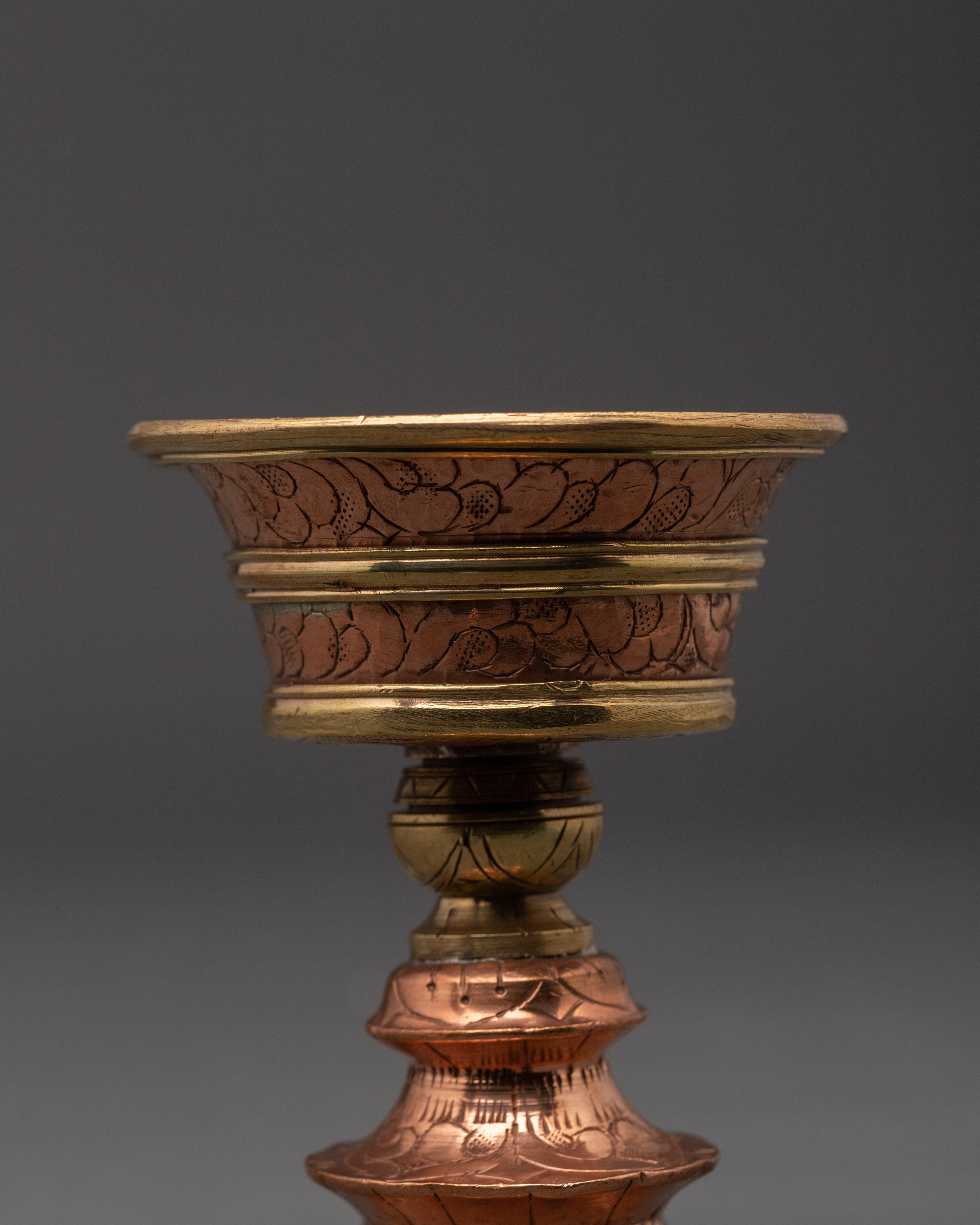Copper Lamp Set with Intricate Design | Handcrafted Ritual Decor