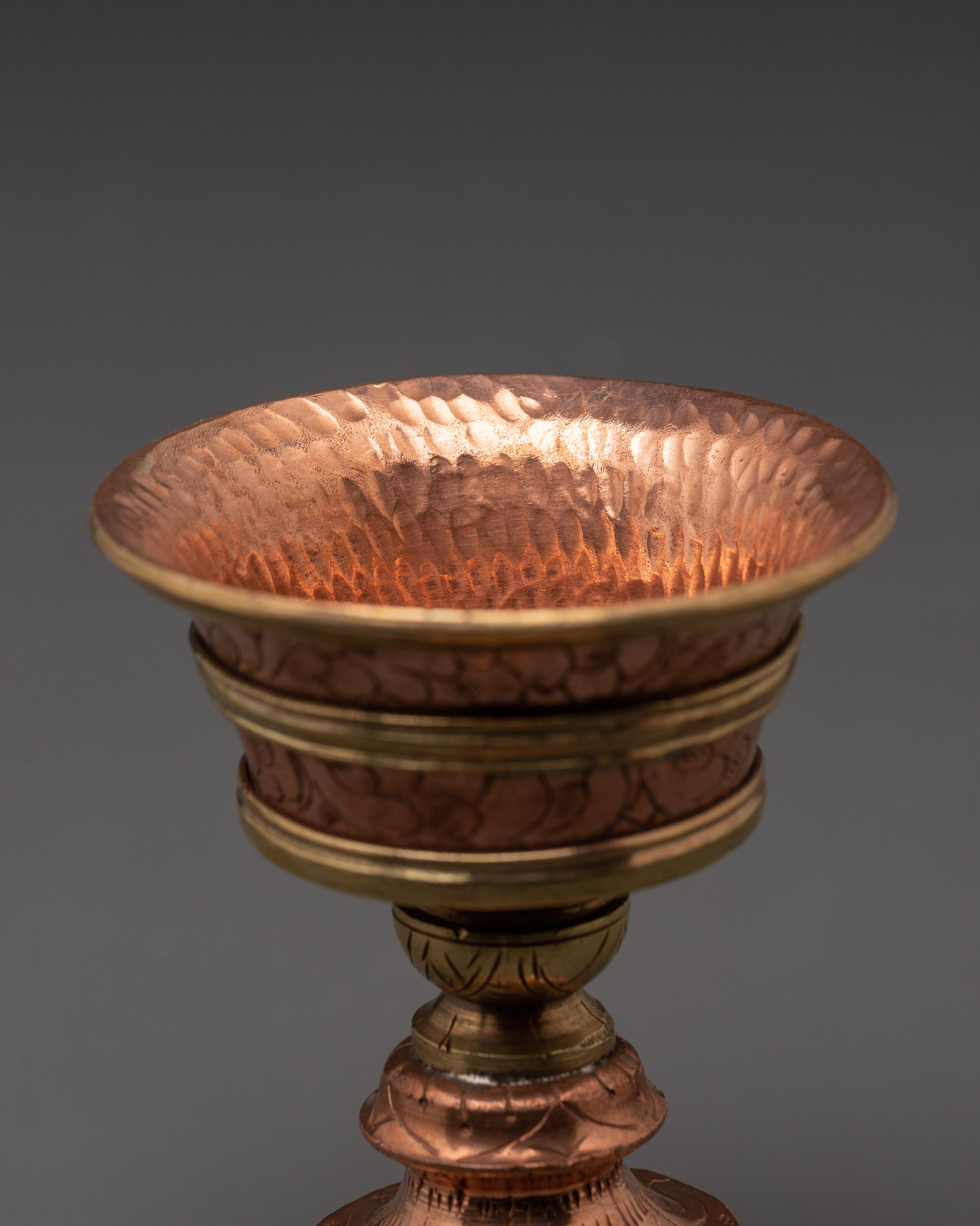 Copper Lamp Set with Intricate Design | Handcrafted Ritual Decor