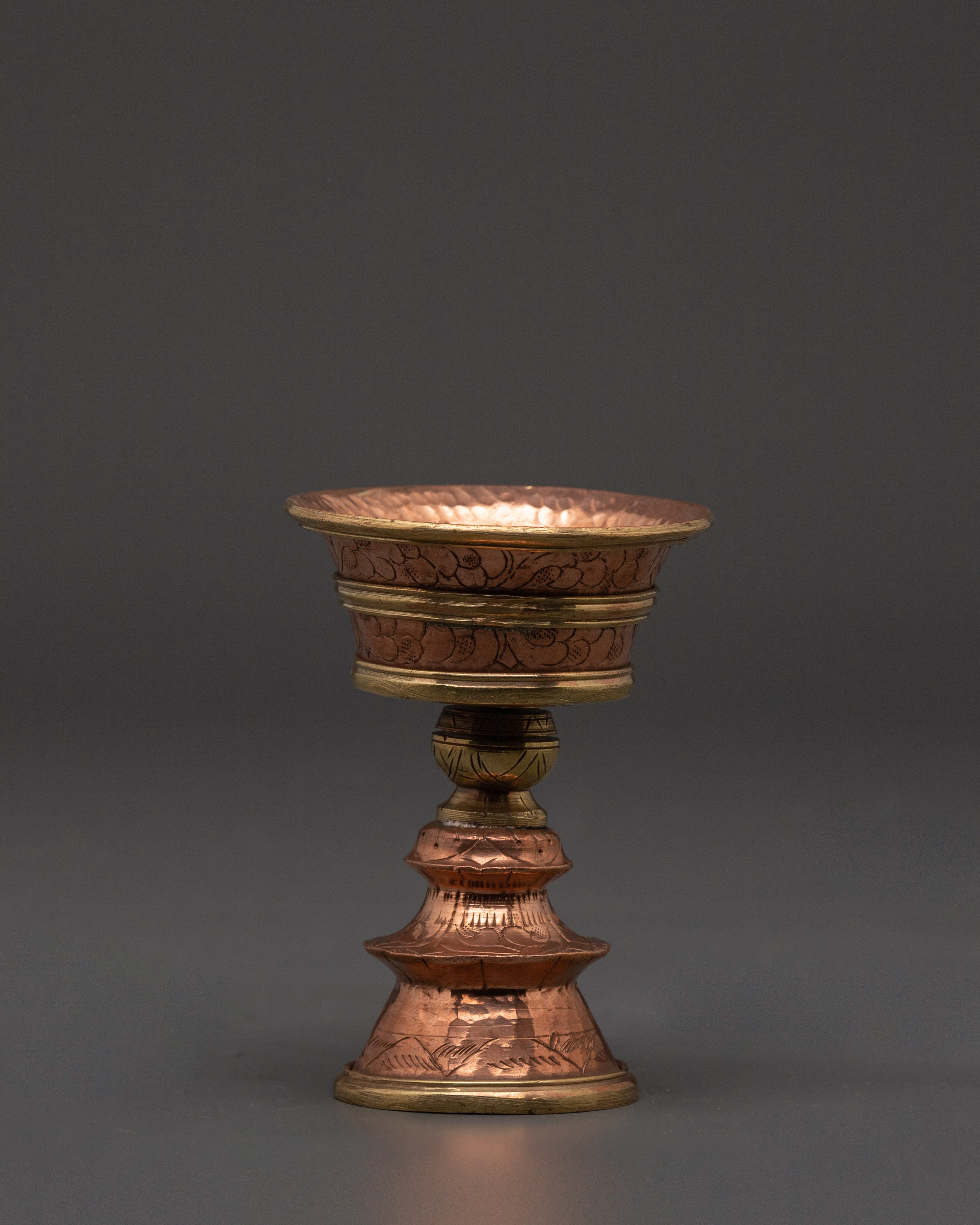Copper Lamp Set with Intricate Design | Handcrafted Ritual Decor