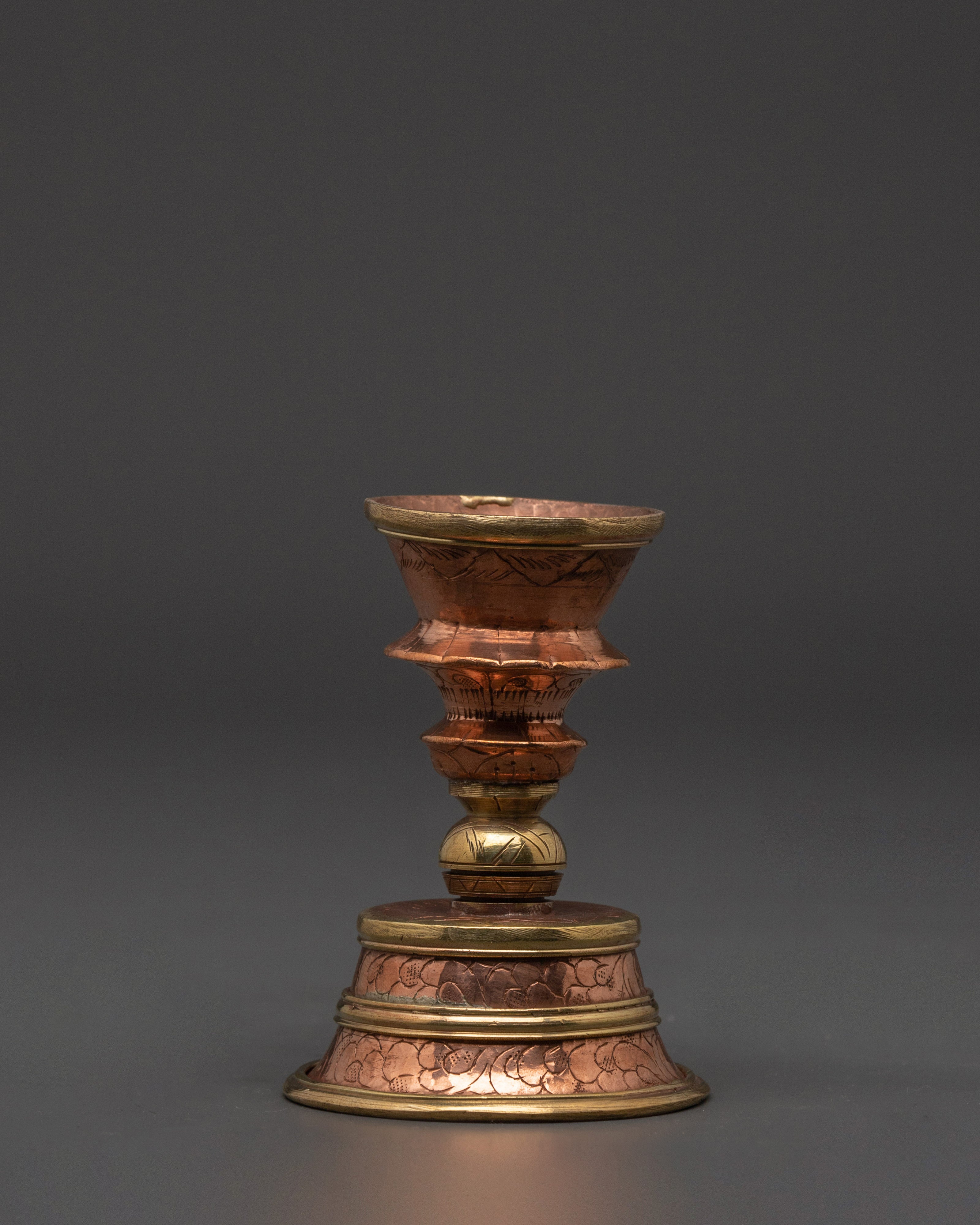 Copper Lamp Set with Intricate Design | Handcrafted Ritual Decor