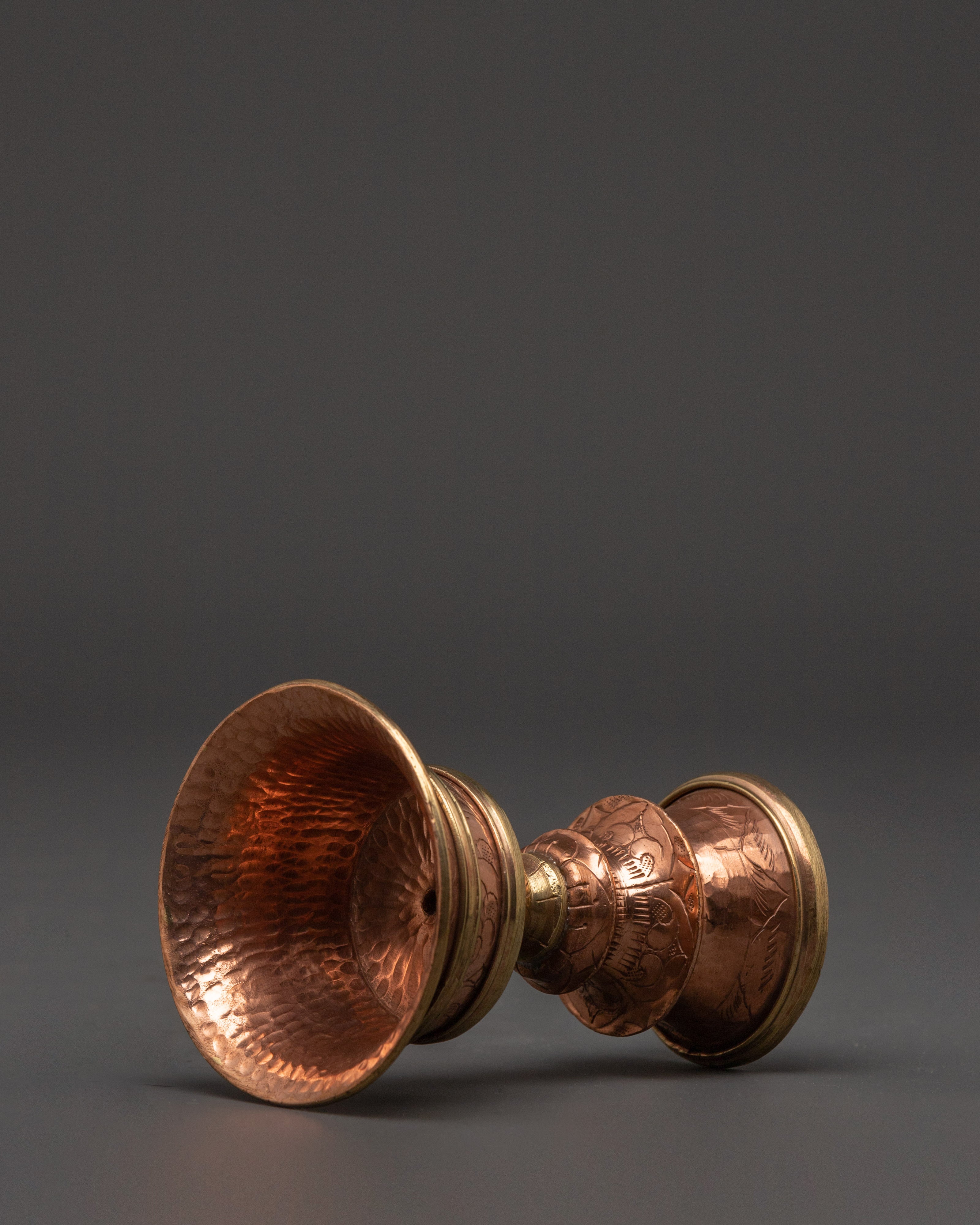 Copper Lamp Set with Intricate Design | Handcrafted Ritual Decor