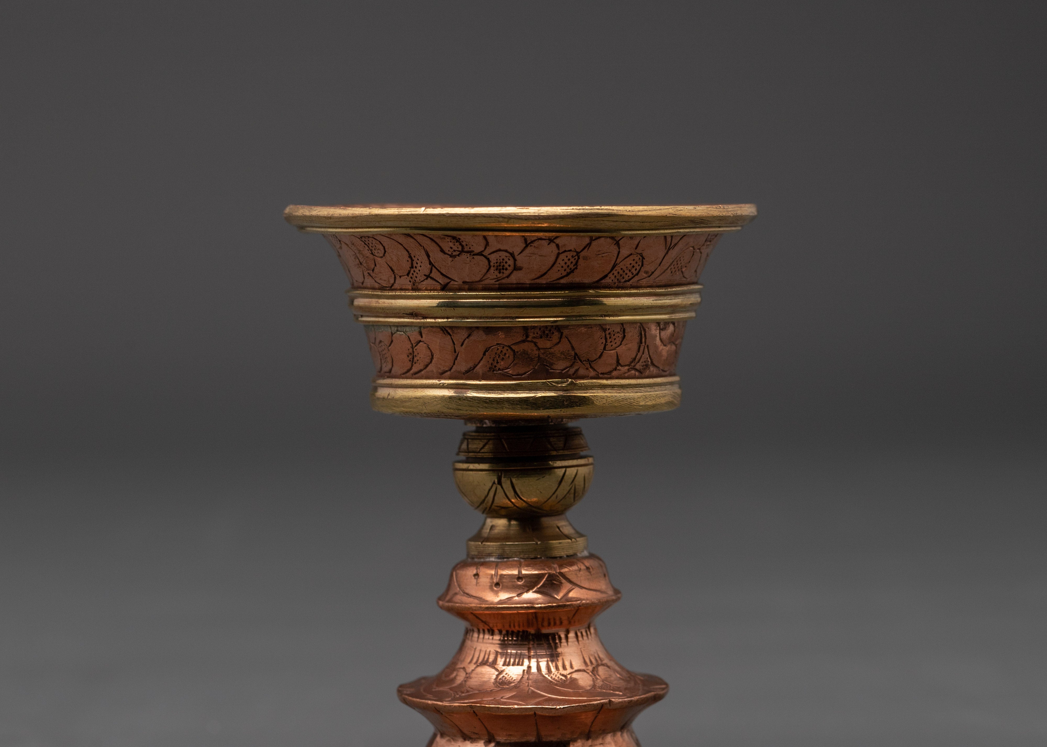 Copper Lamp Set with Intricate Design | Handcrafted Ritual Decor