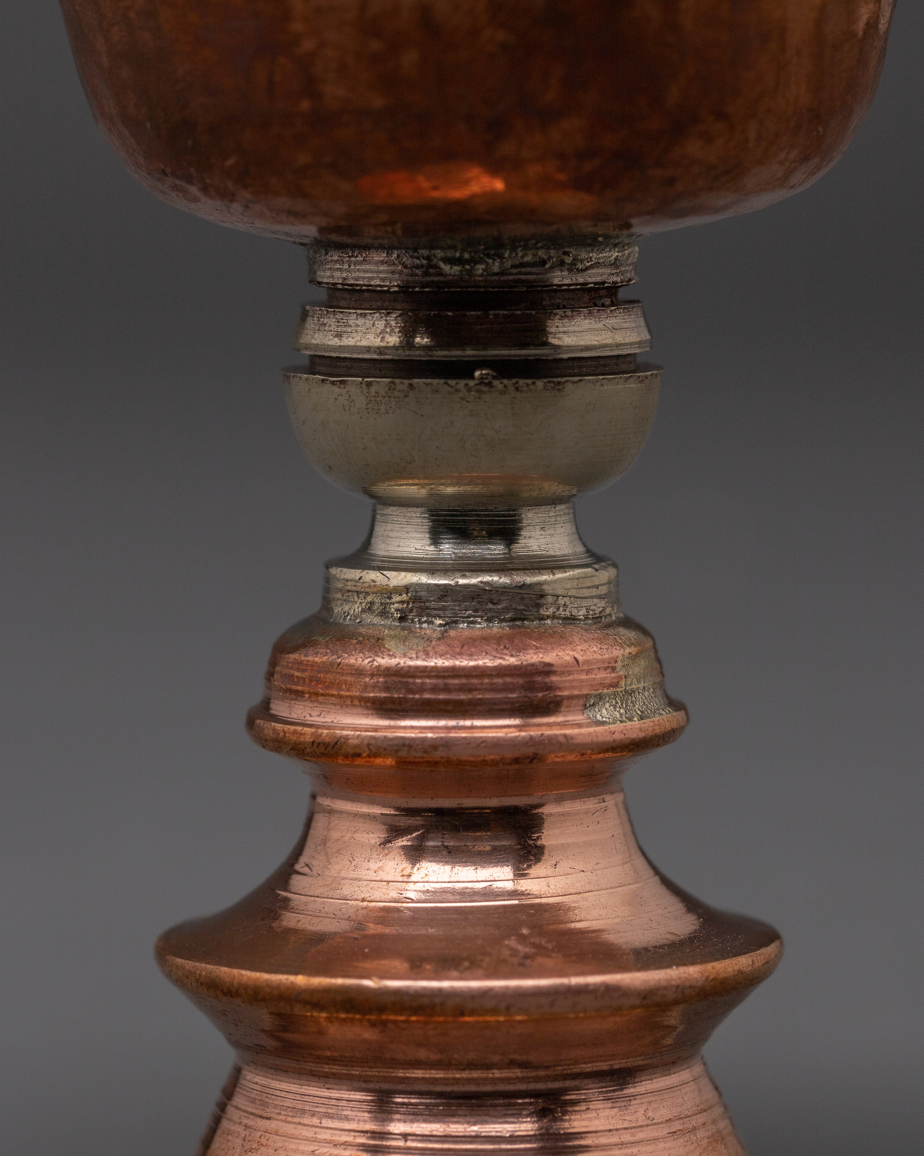 Altar Butter Lamp Set | Handcrafted Copper Ritual Lamps