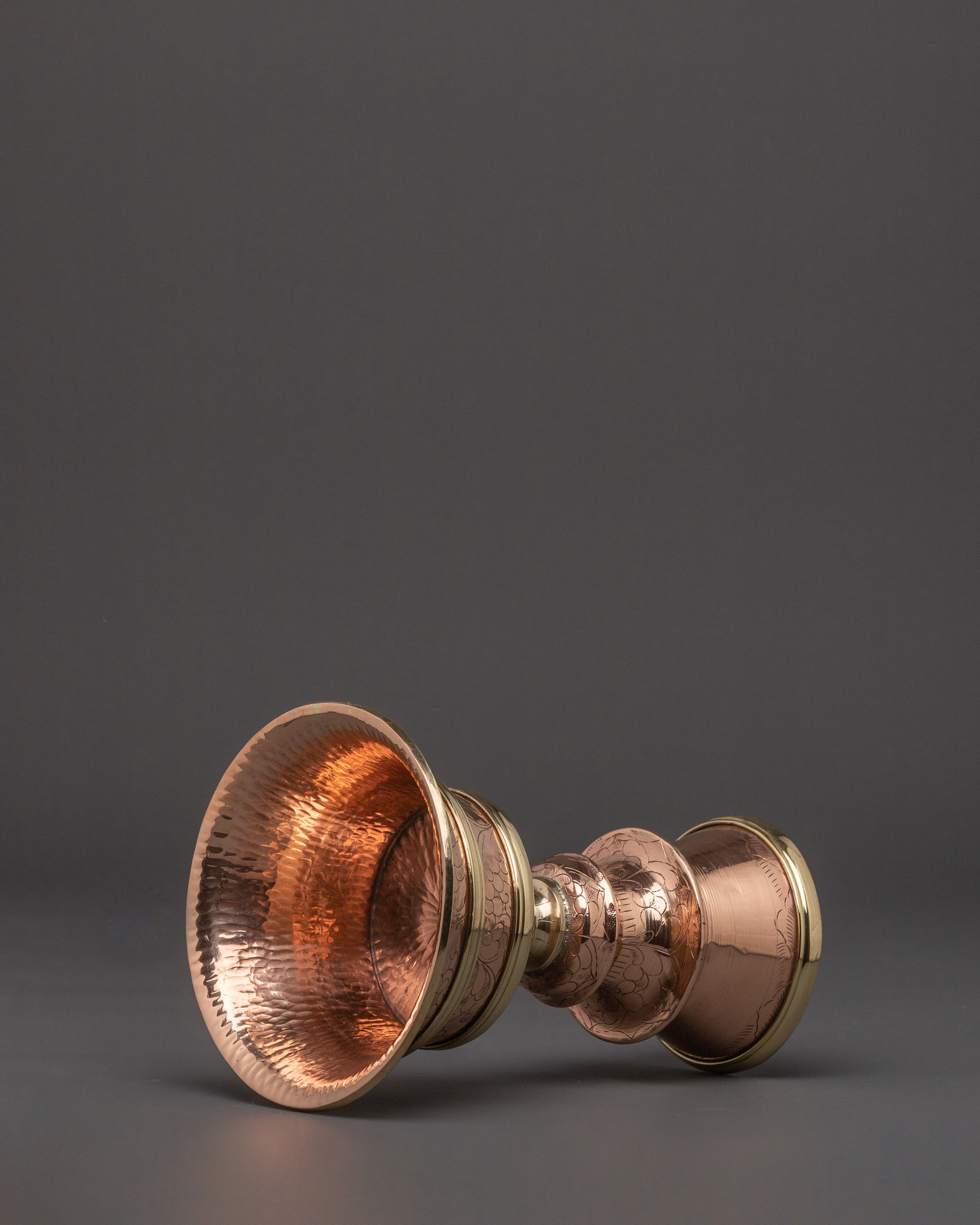 Brass Border Butter Lamp - Handcrafted Meditation Altar Decor