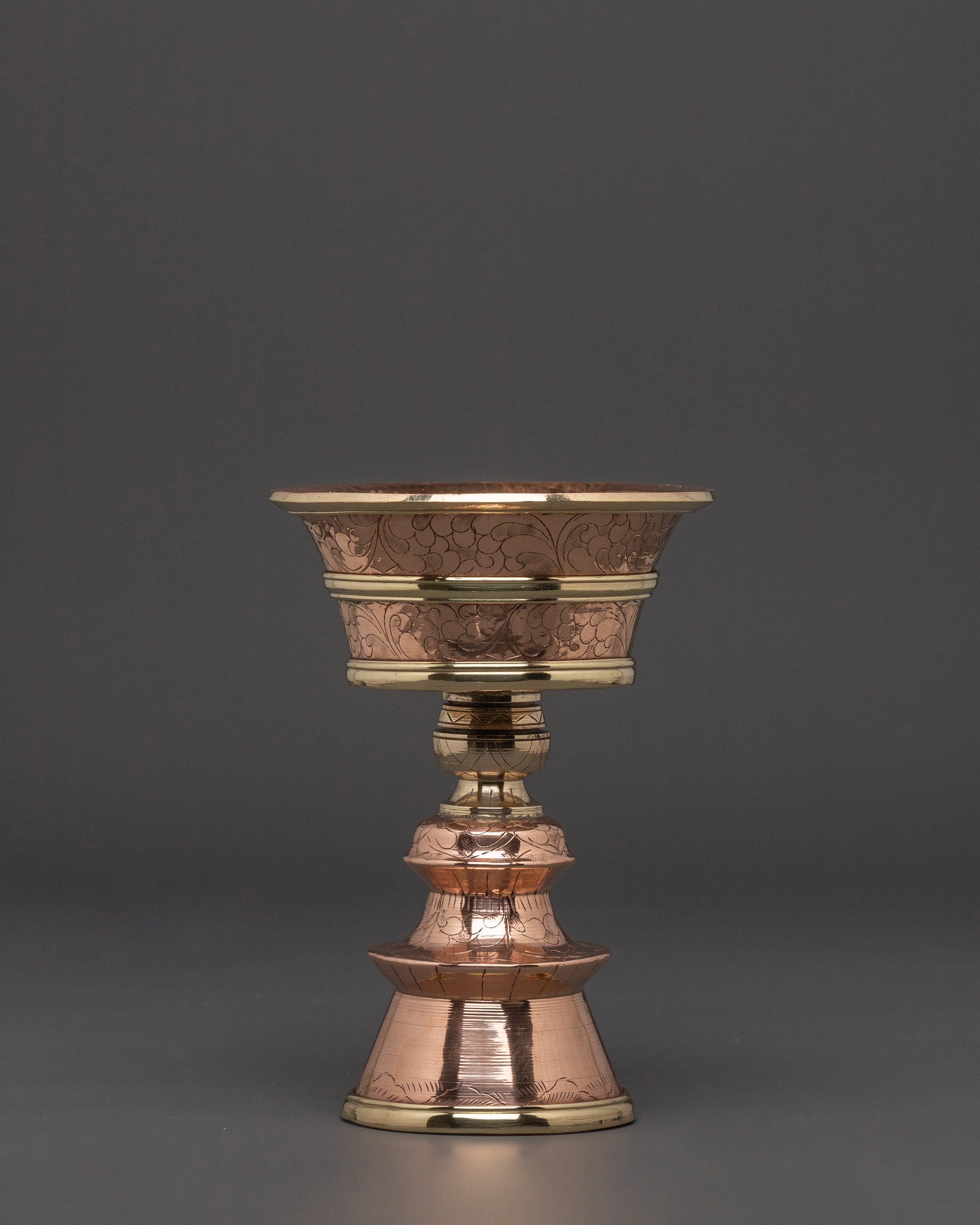 Brass Border Butter Lamp - Handcrafted Meditation Altar Decor