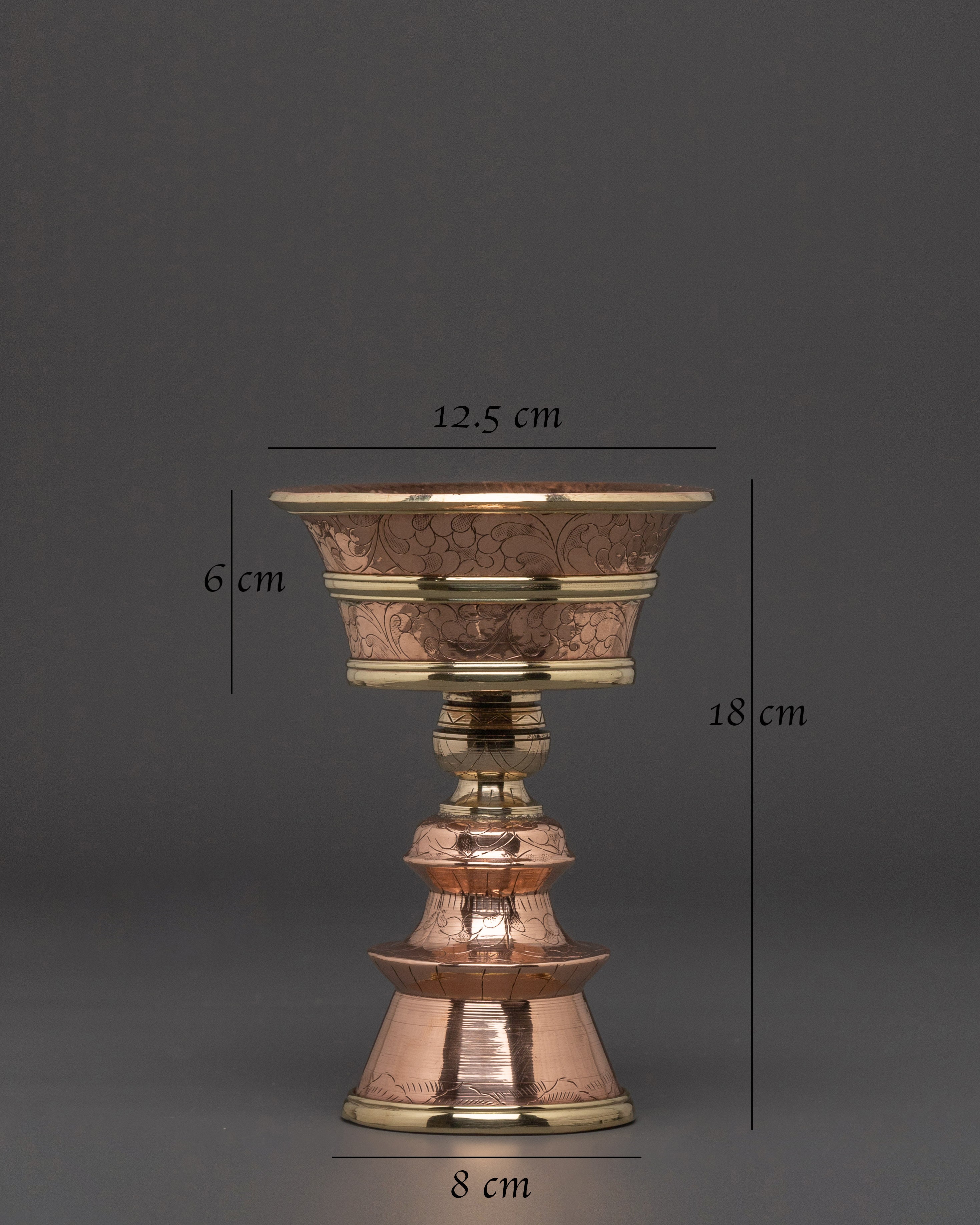Brass Border Butter Lamp - Handcrafted Meditation Altar Decor