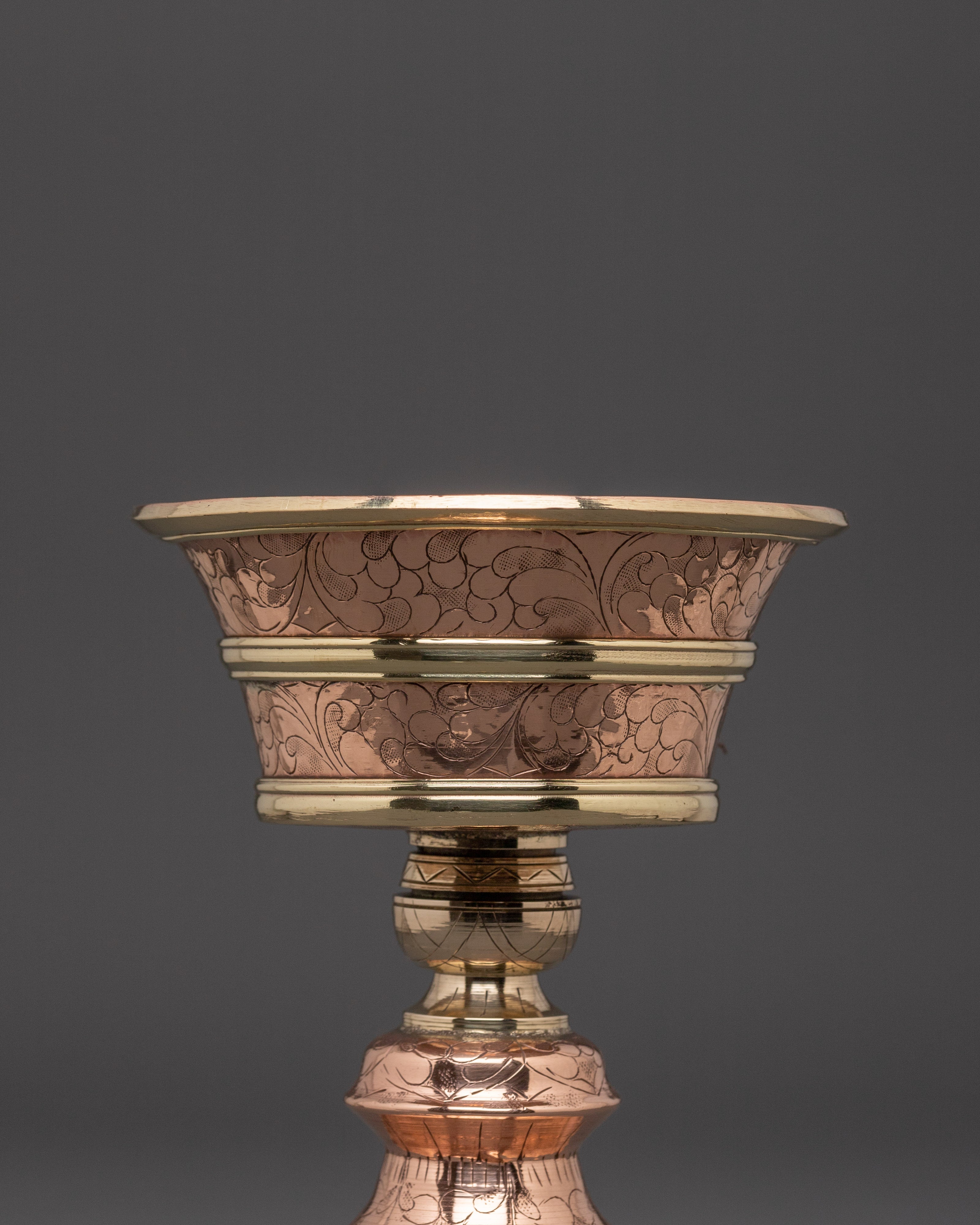 Brass Border Butter Lamp - Handcrafted Meditation Altar Decor