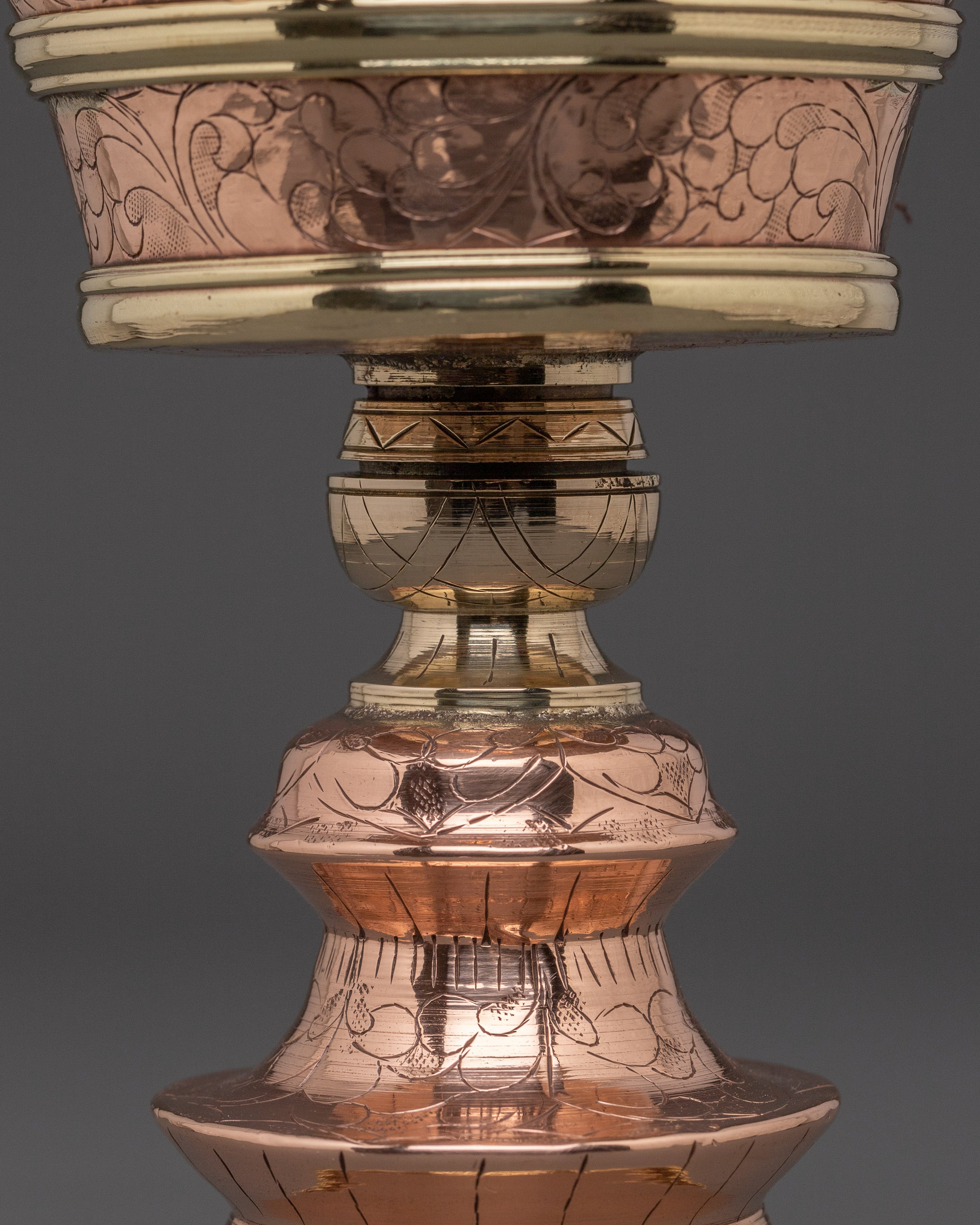 Brass Border Butter Lamp - Handcrafted Meditation Altar Decor