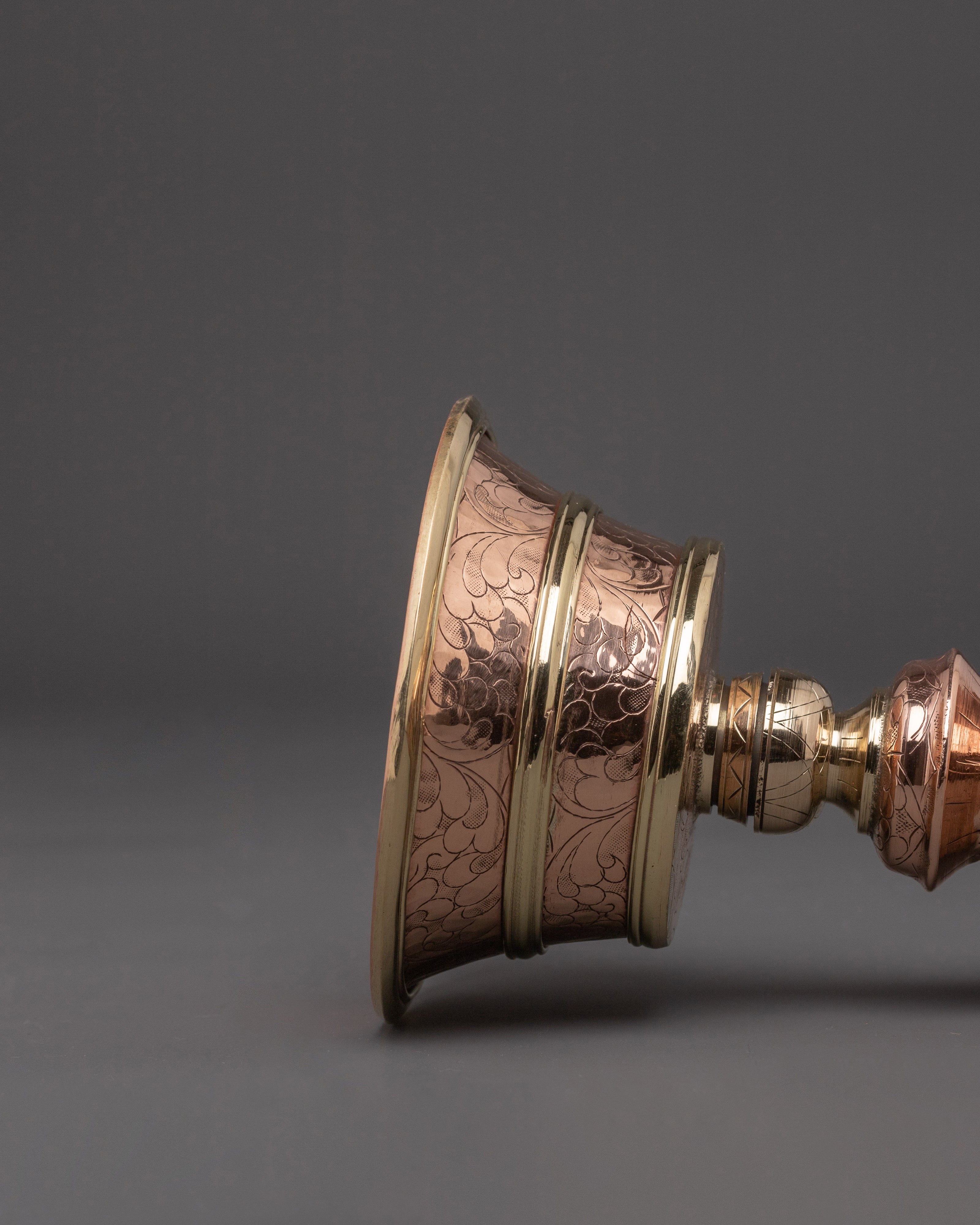 Brass Border Butter Lamp - Handcrafted Meditation Altar Decor