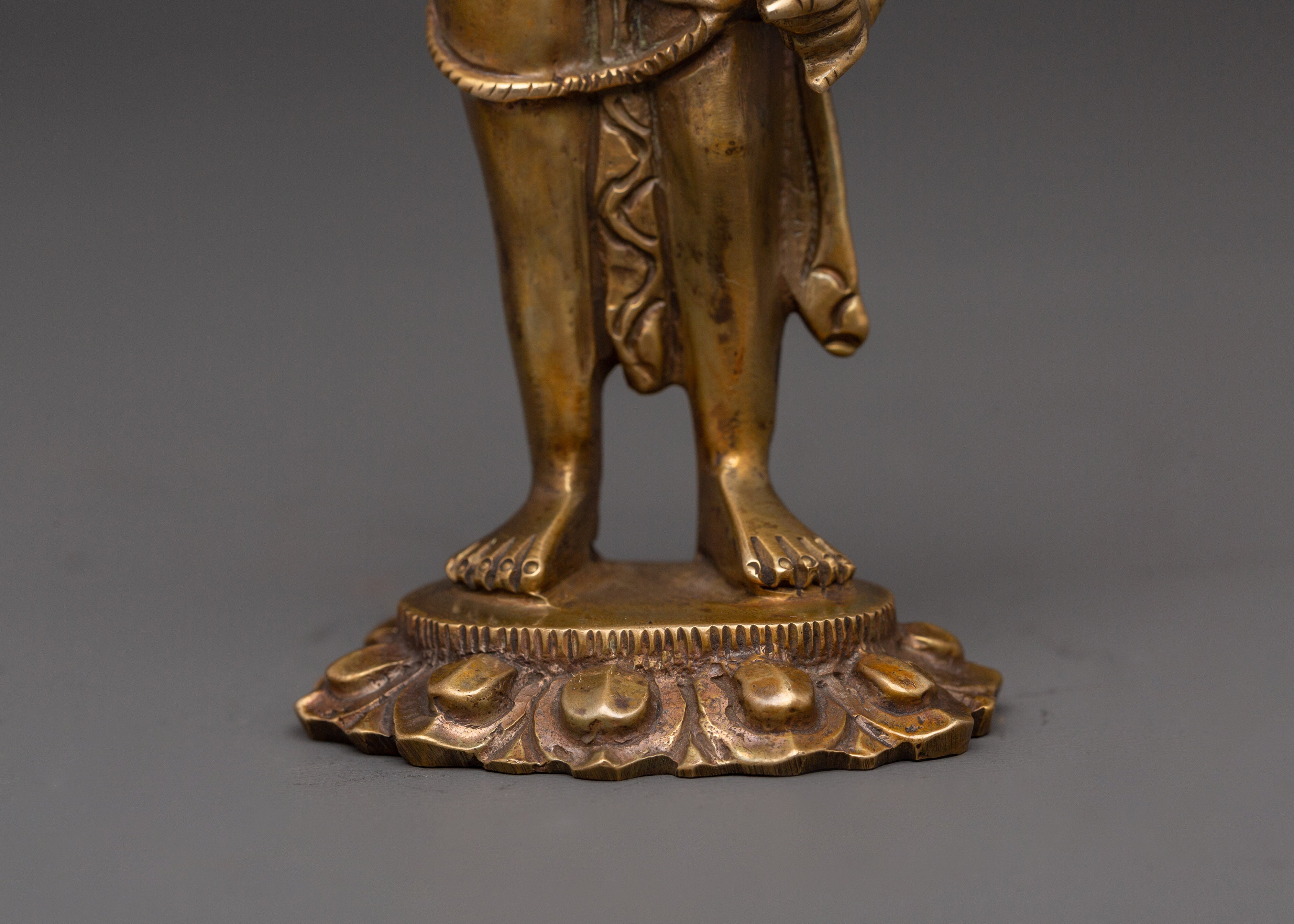 Handcrafted Standing Lokeshwor Statue | Sacred Buddhist Copper Deity Figurine