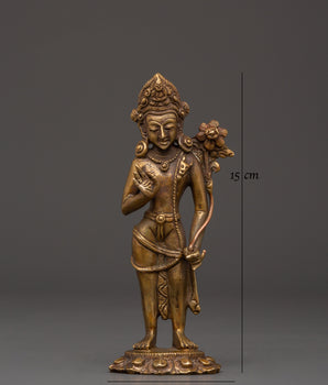Handcrafted Standing Lokeshwor Statue | Sacred Buddhist Copper Deity Figurine