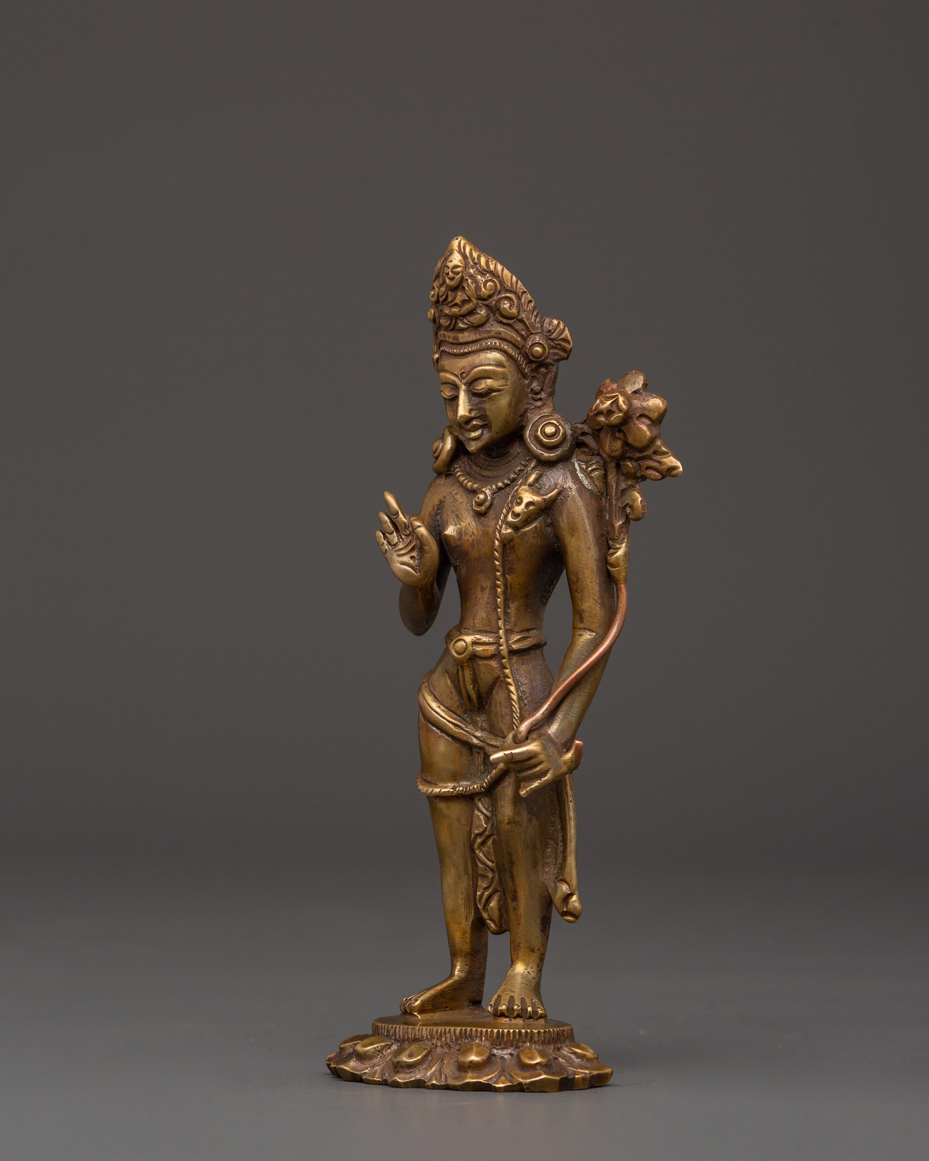 Handcrafted Standing Lokeshwor Statue | Sacred Buddhist Copper Deity Figurine
