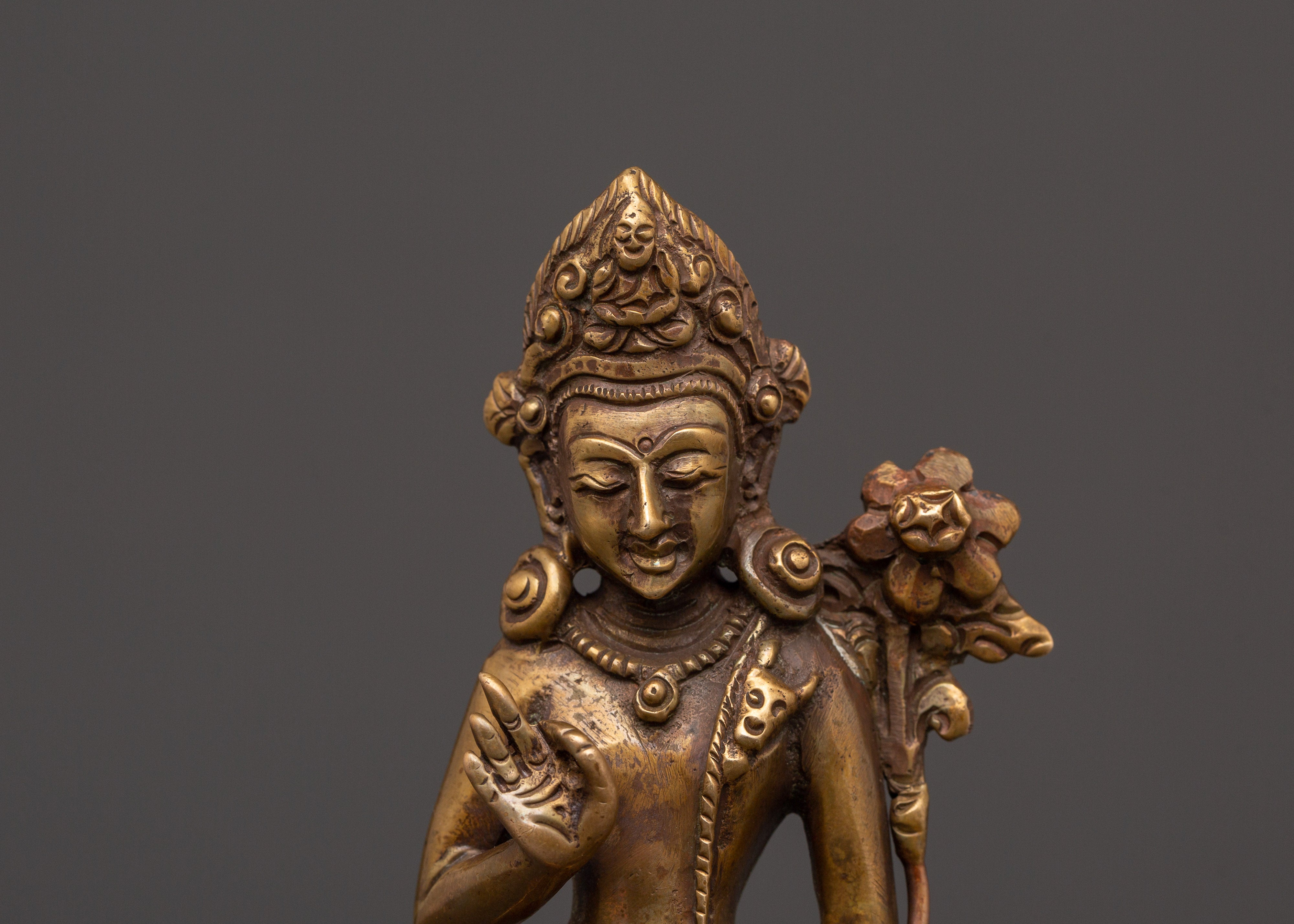 Handcrafted Standing Lokeshwor Statue | Sacred Buddhist Copper Deity Figurine