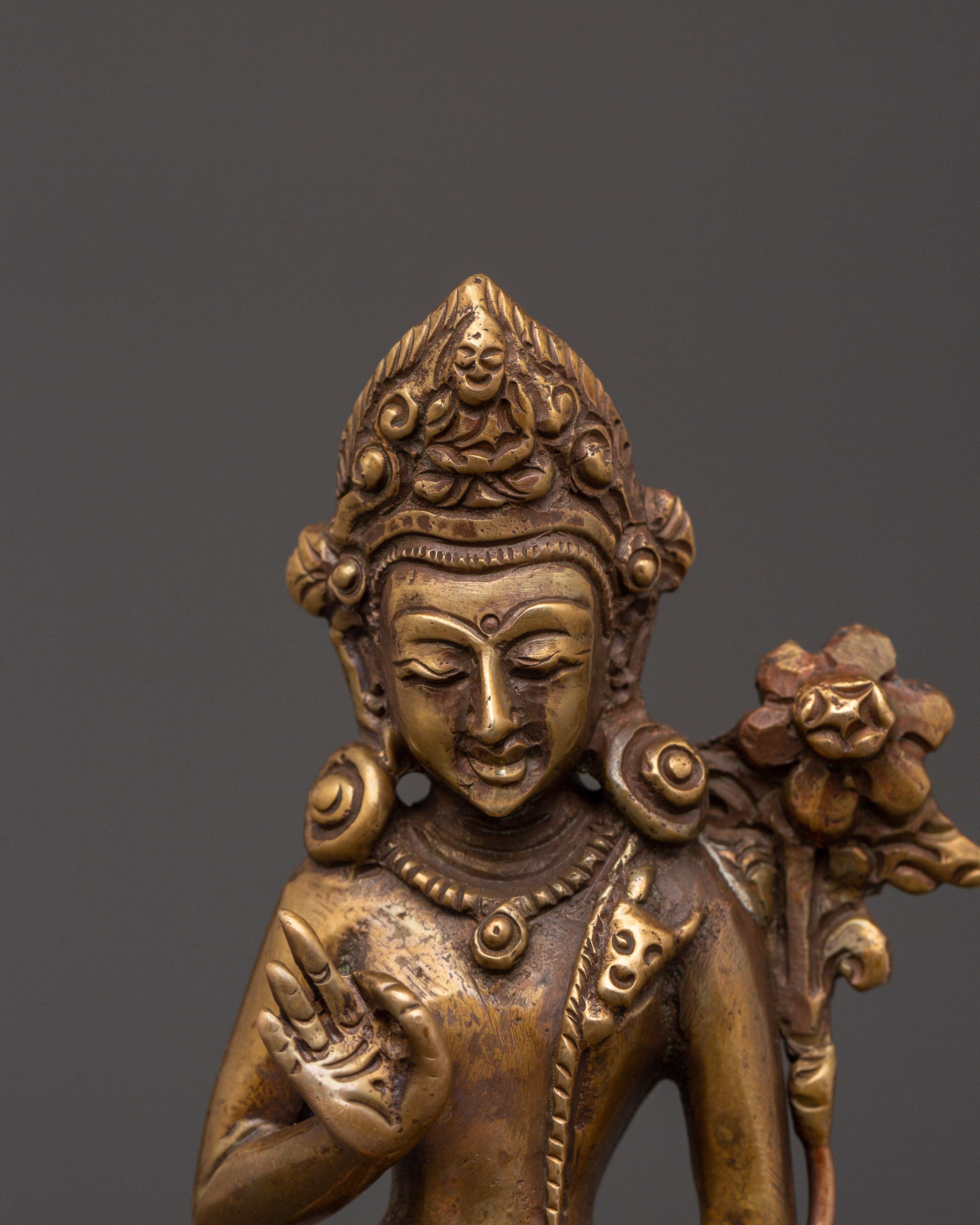 Handcrafted Standing Lokeshwor Statue | Sacred Buddhist Copper Deity Figurine