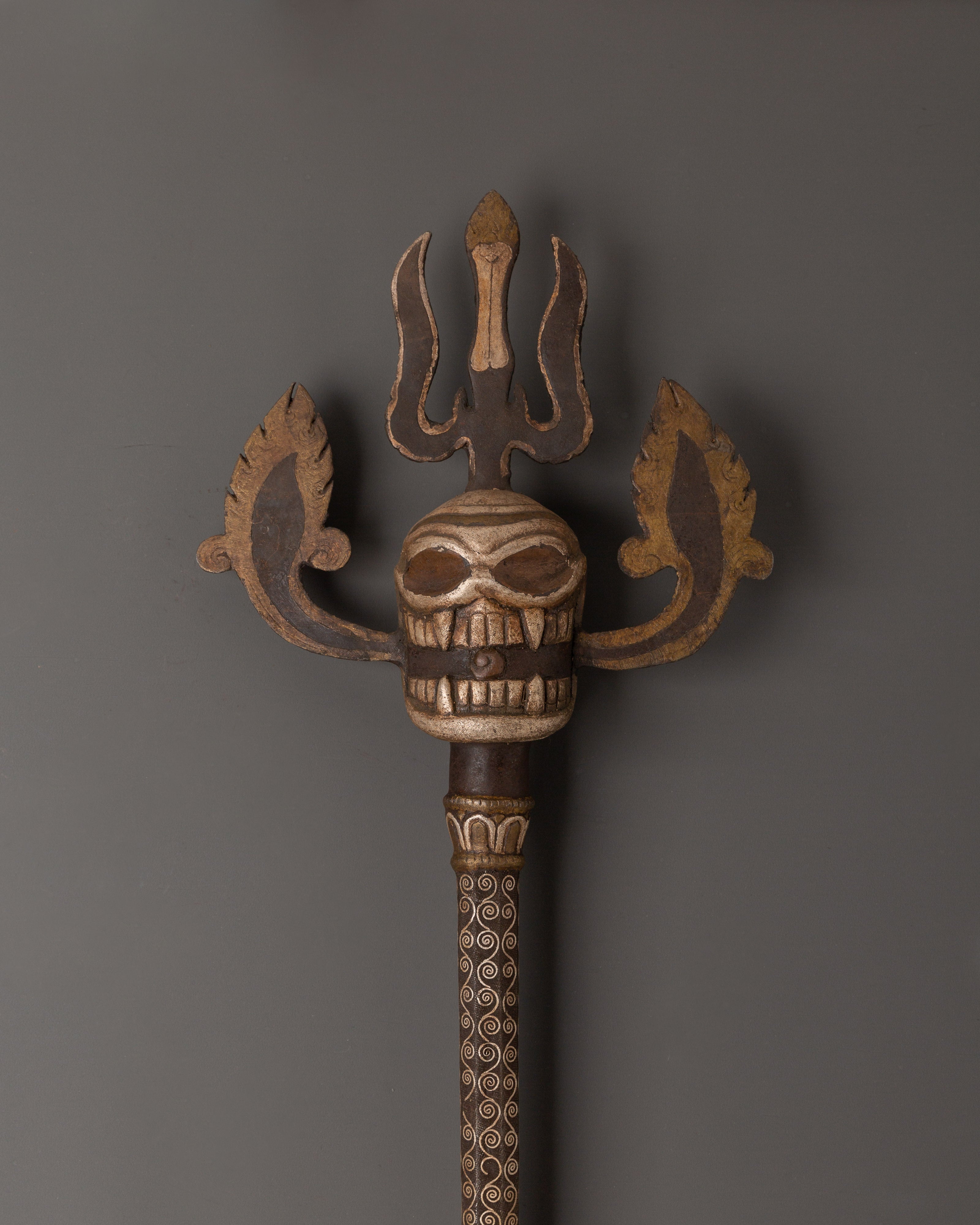 Khatvanga Ritual Staff |  Handcrafted Tibetan Tantric Scepter
