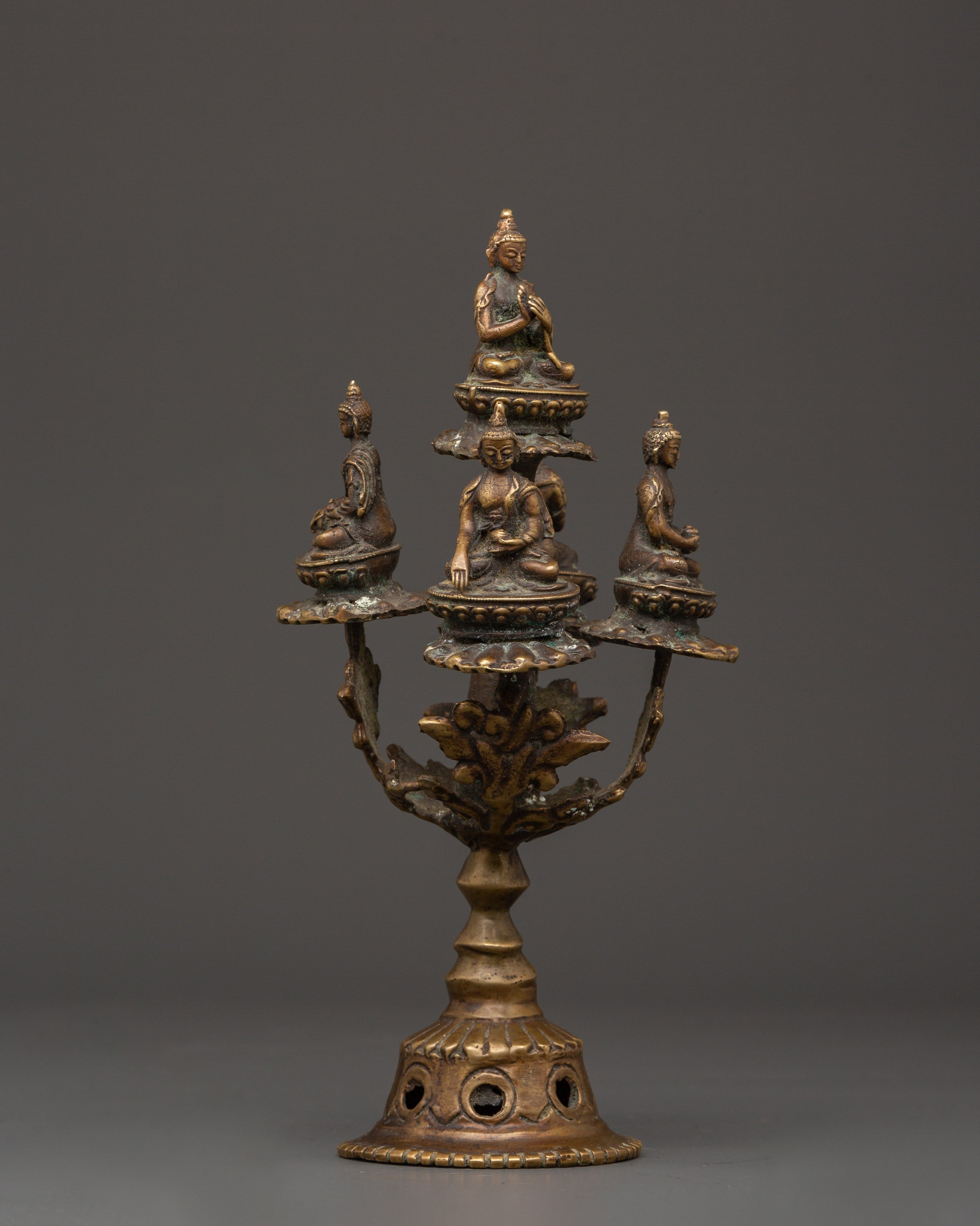 Pancha Buddha Ritual Object | Tibetan Five Dhyani Buddha Decor