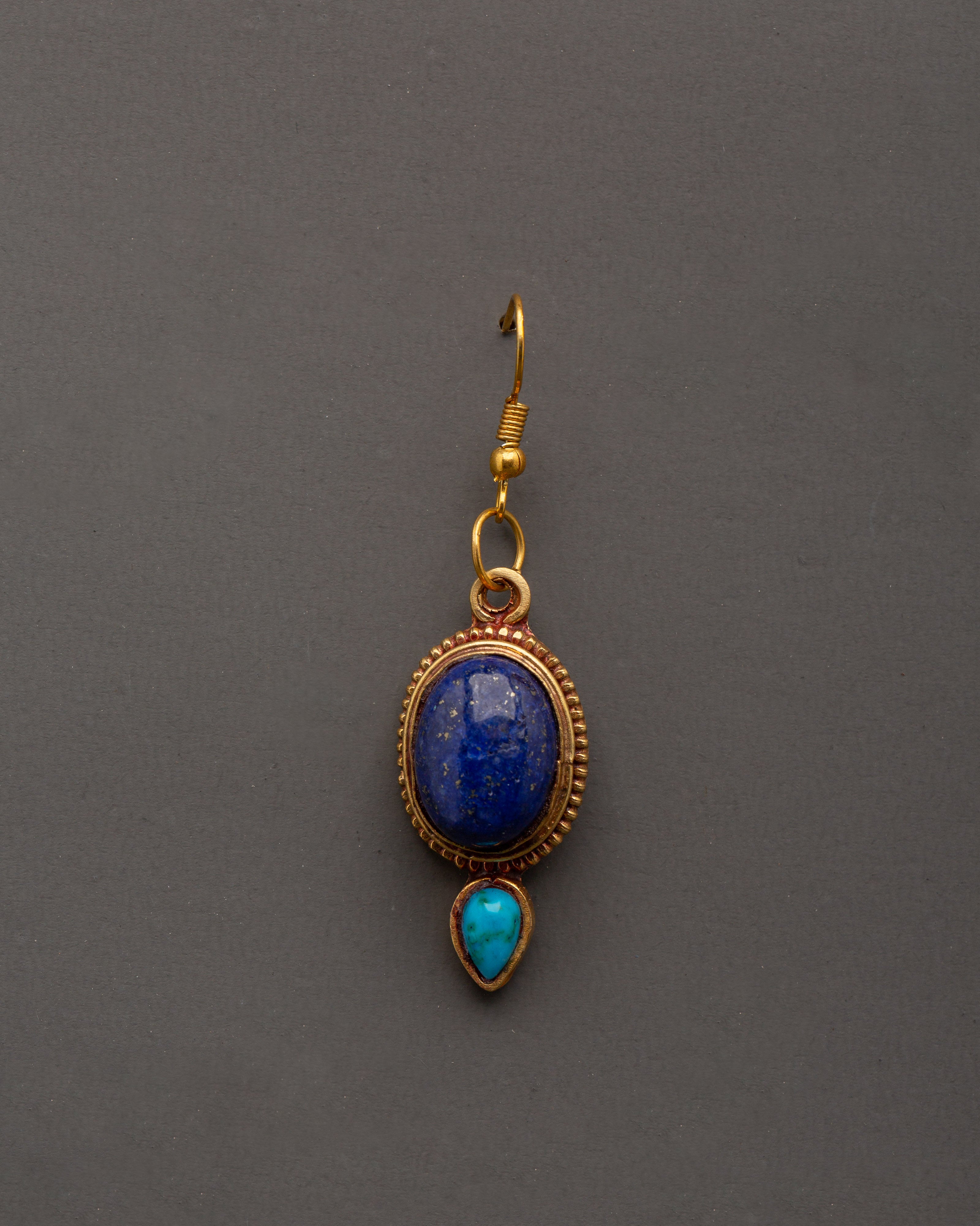 Turquoise and Lapis Earrings | Handcrafted Gemstone Dangle Earrings