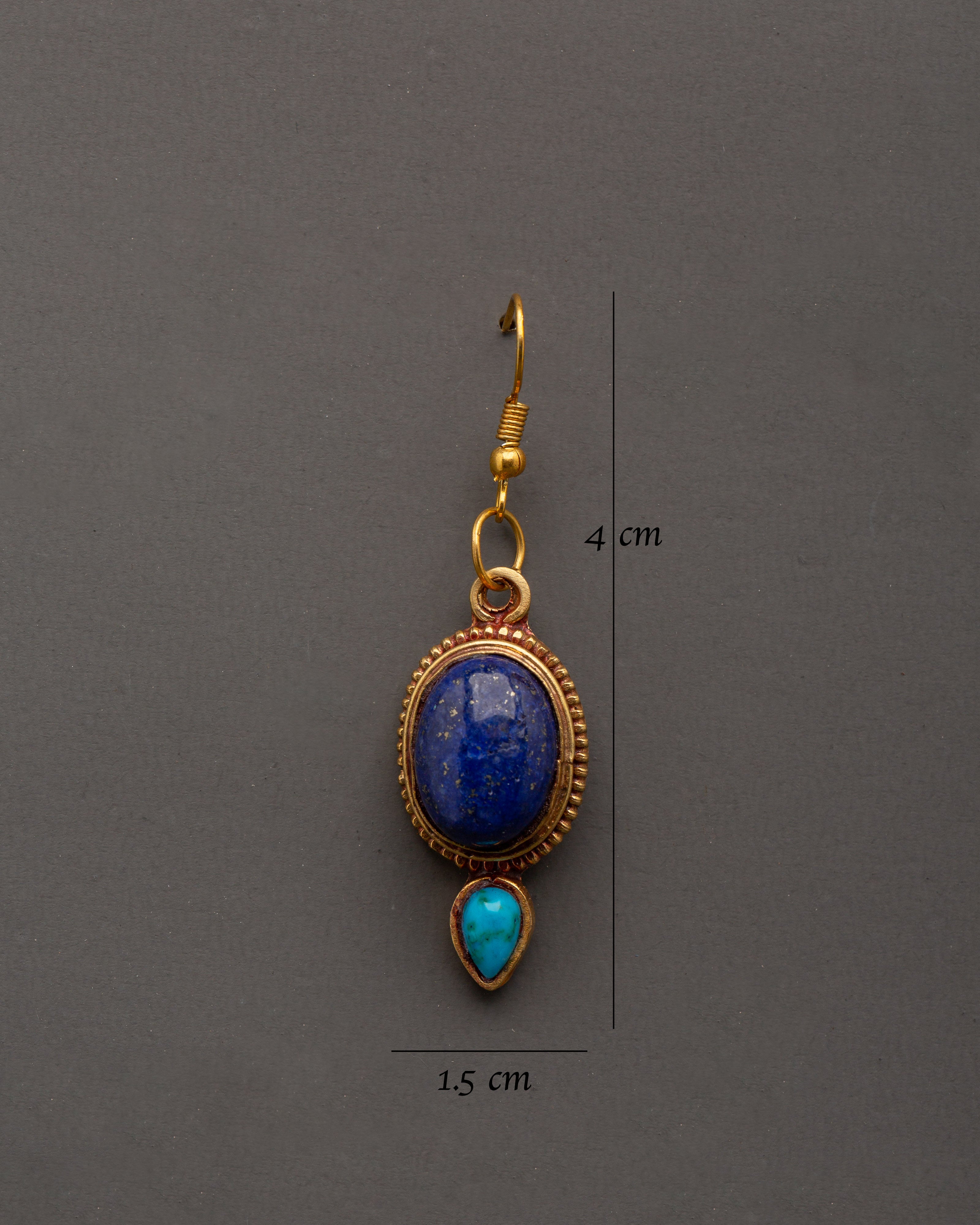 Turquoise and Lapis Earrings | Handcrafted Gemstone Dangle Earrings