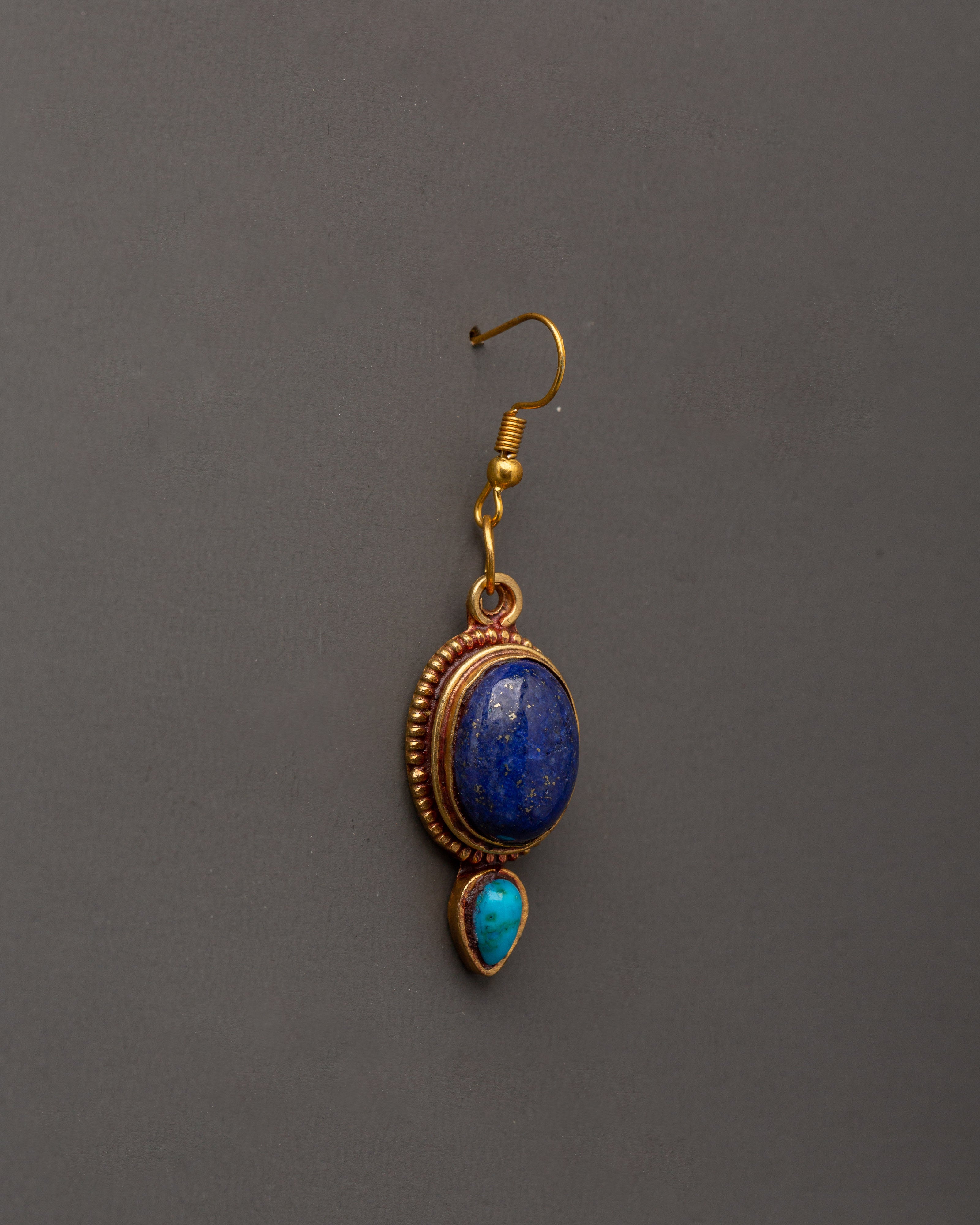 Turquoise and Lapis Earrings | Handcrafted Gemstone Dangle Earrings