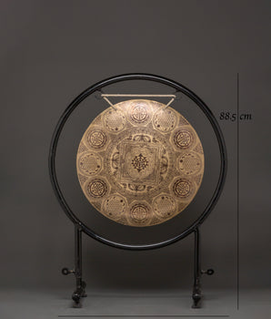 Healing Gong with Stand | Brass Sacred Geometry Gong with Sri Yantra