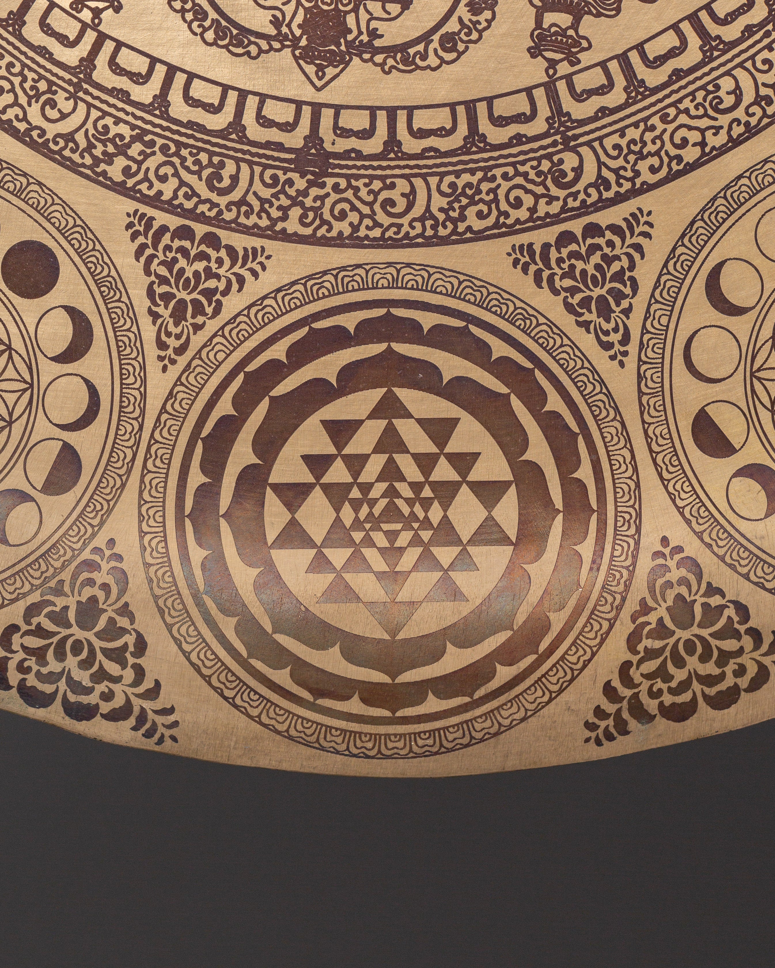 Healing Gong with Stand | Brass Sacred Geometry Gong with Sri Yantra