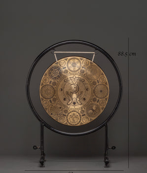 Fine Etching Gong with Stand | Brass Sacred Geometry Gong