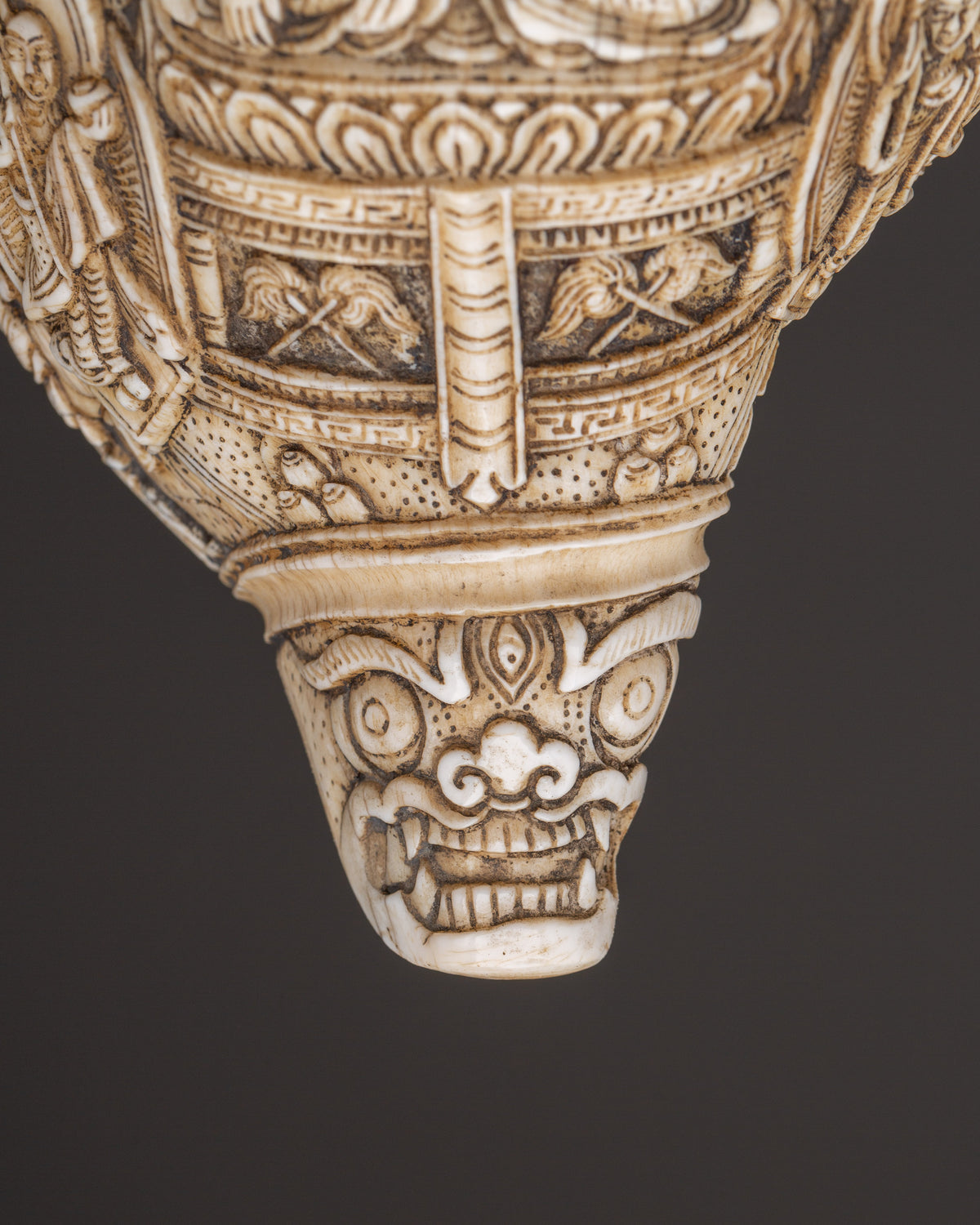 Buddha Engraved Conch Shell | Hand-Carved Tibetan Shankha for Ritual
