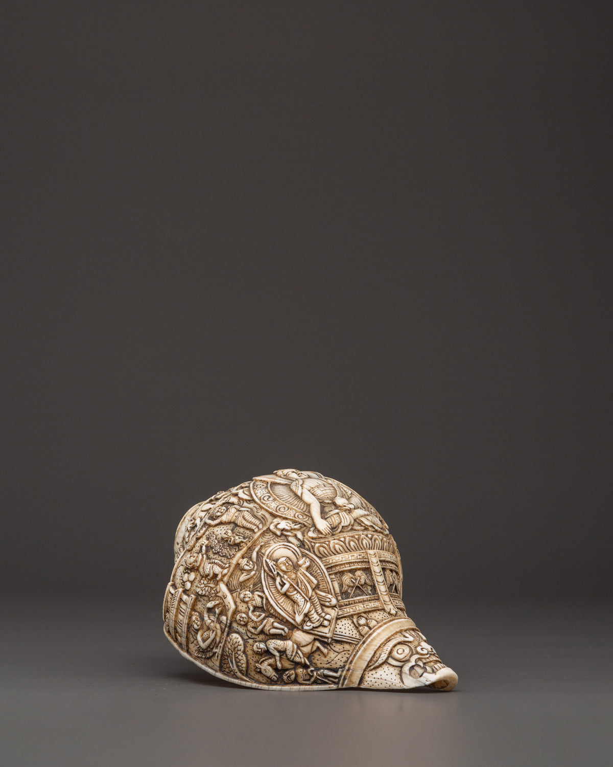 Buddha Engraved Conch Shell | Hand-Carved Tibetan Shankha for Ritual
